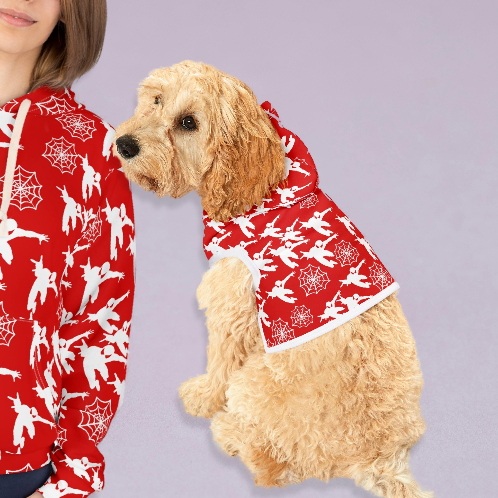 Matching Cat & Dog Pet and Owner Outfits spiderman web plain unisex sweaters/hoodies