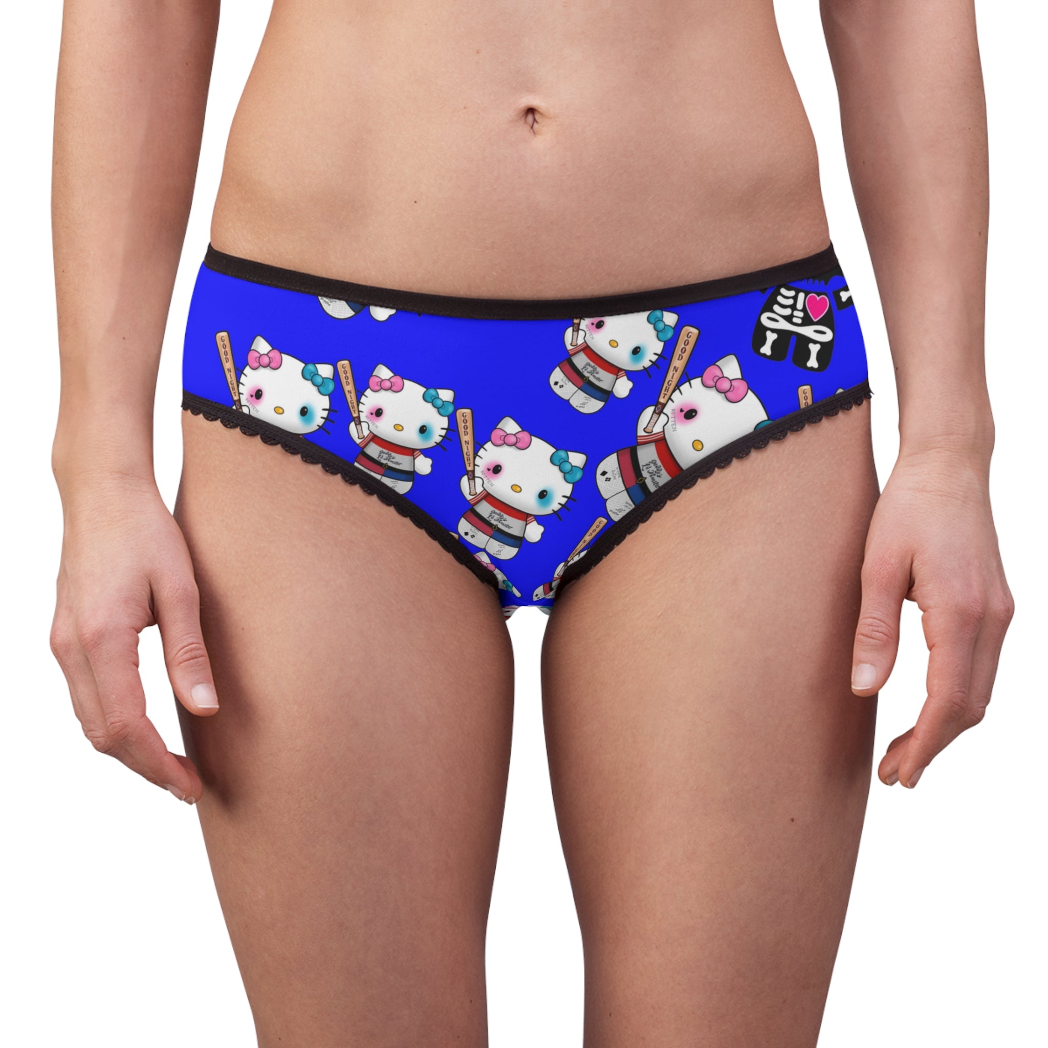 Women's briefs kitty monster Halloween bone blue