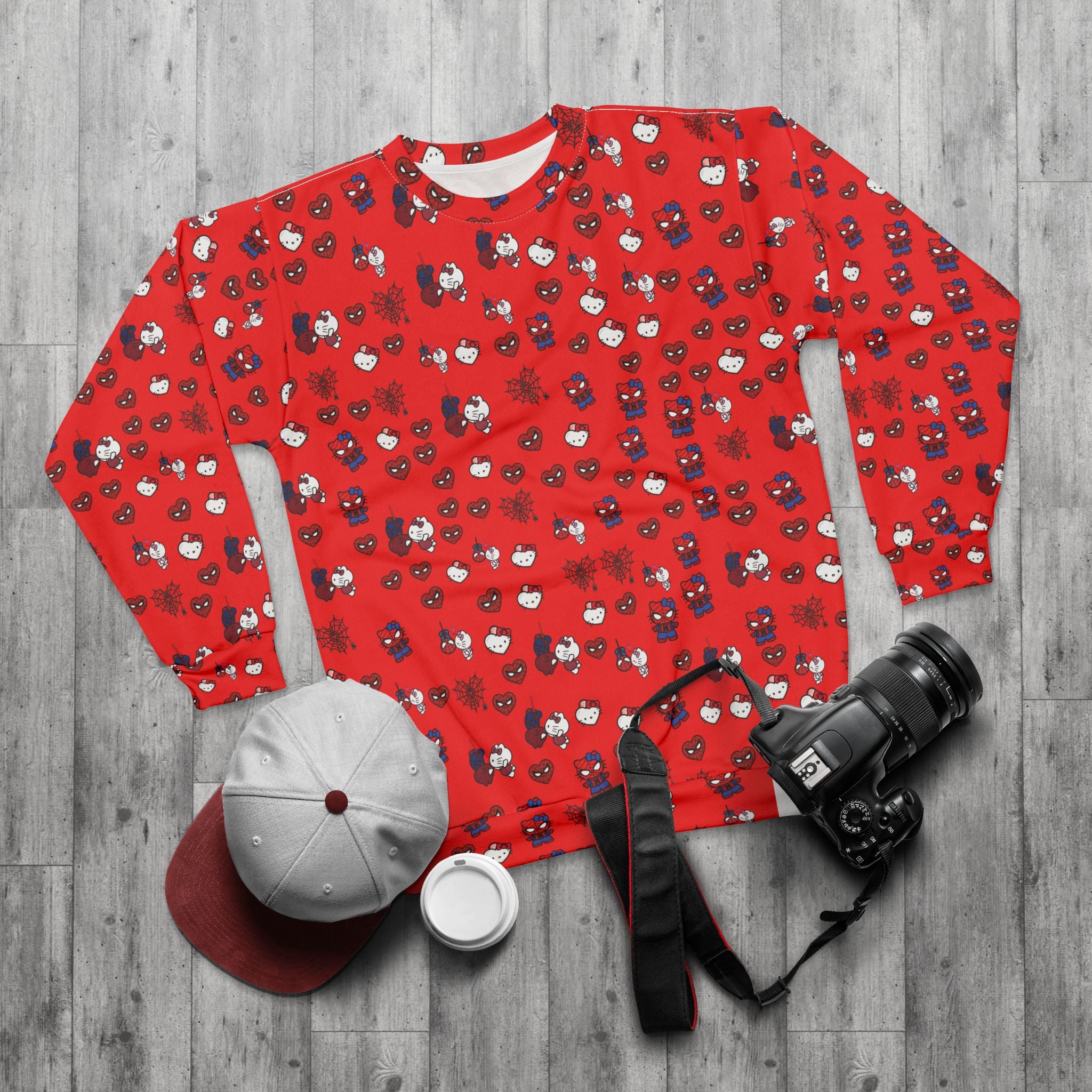 Unisex valentine couples matching spider kitty sweatshirt