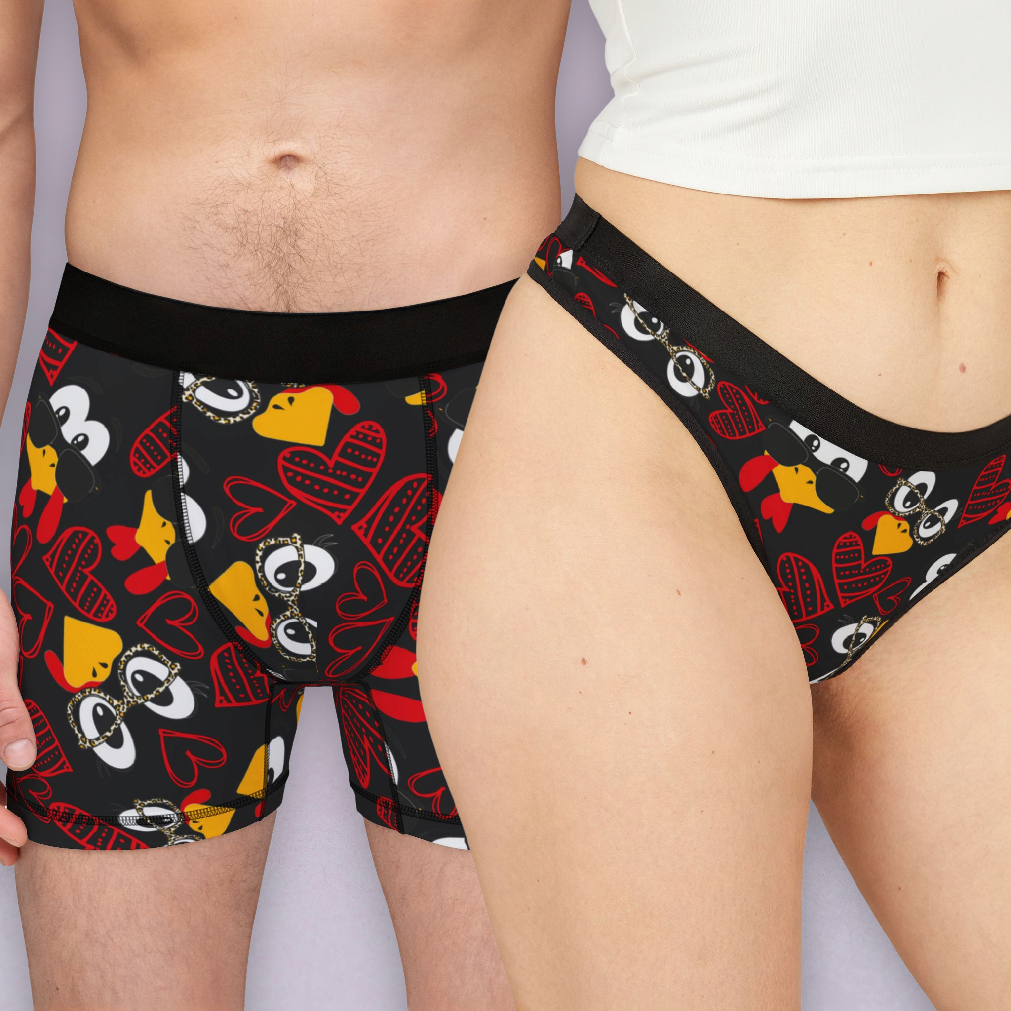 Couples matching  mr turkey mrs turkey valentine hearts thanksgiving underwear set boxer and thong