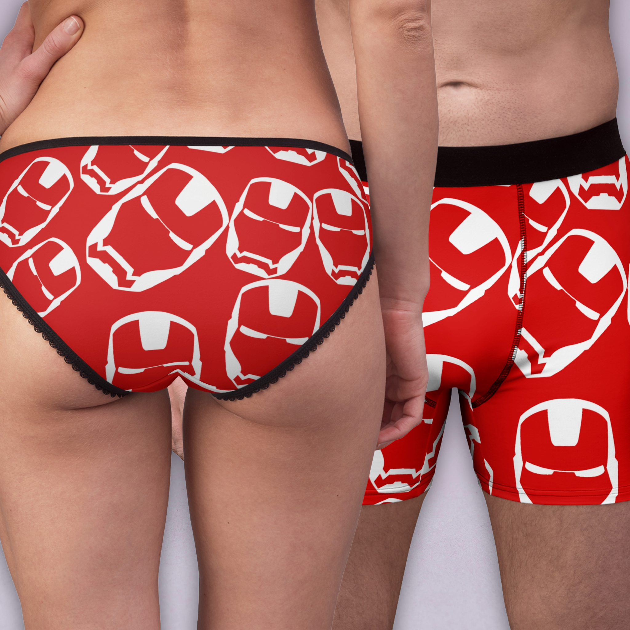 Couples matching iron man underwear set boxer & briefs