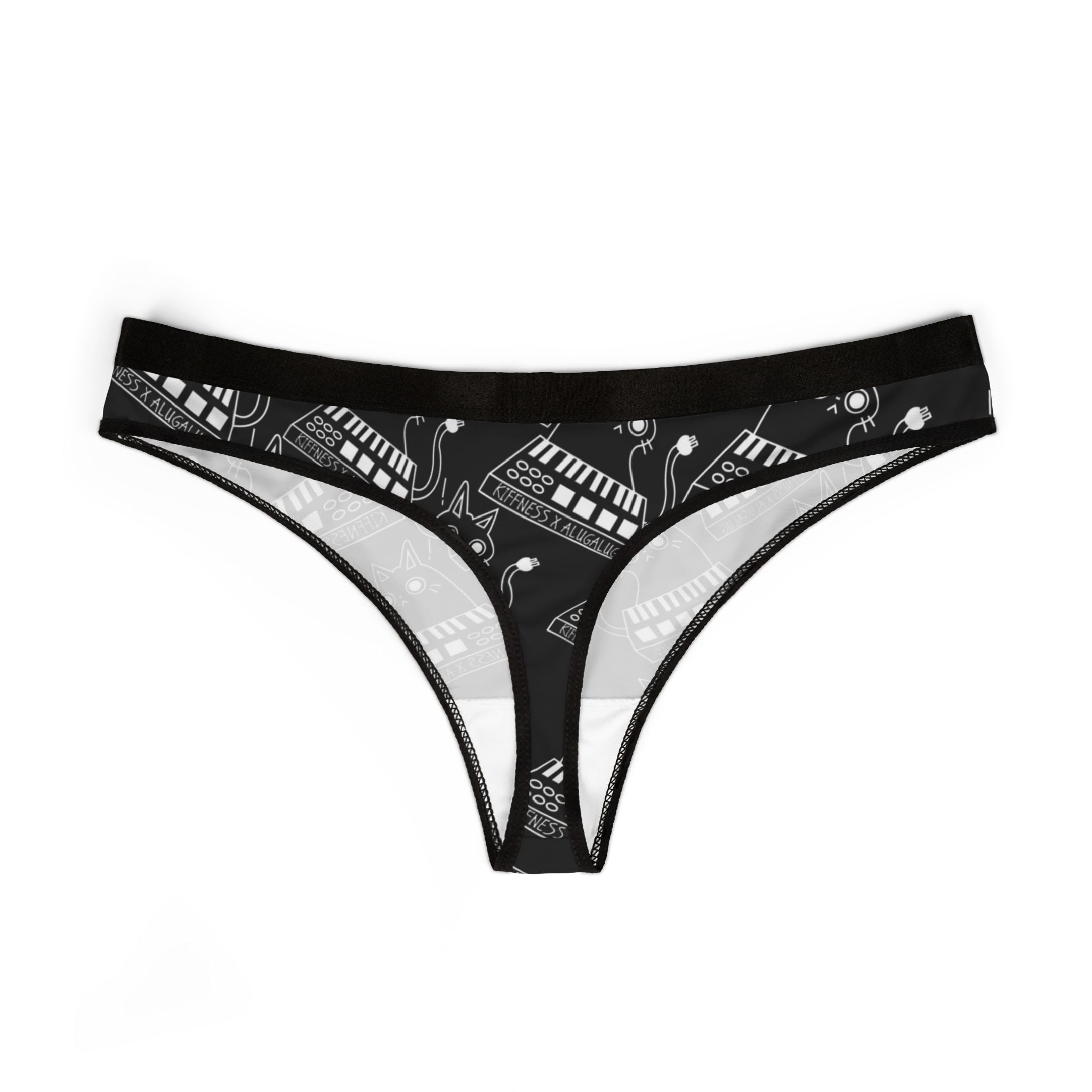 Women's thongs eating the cats meow meow the kiffness black