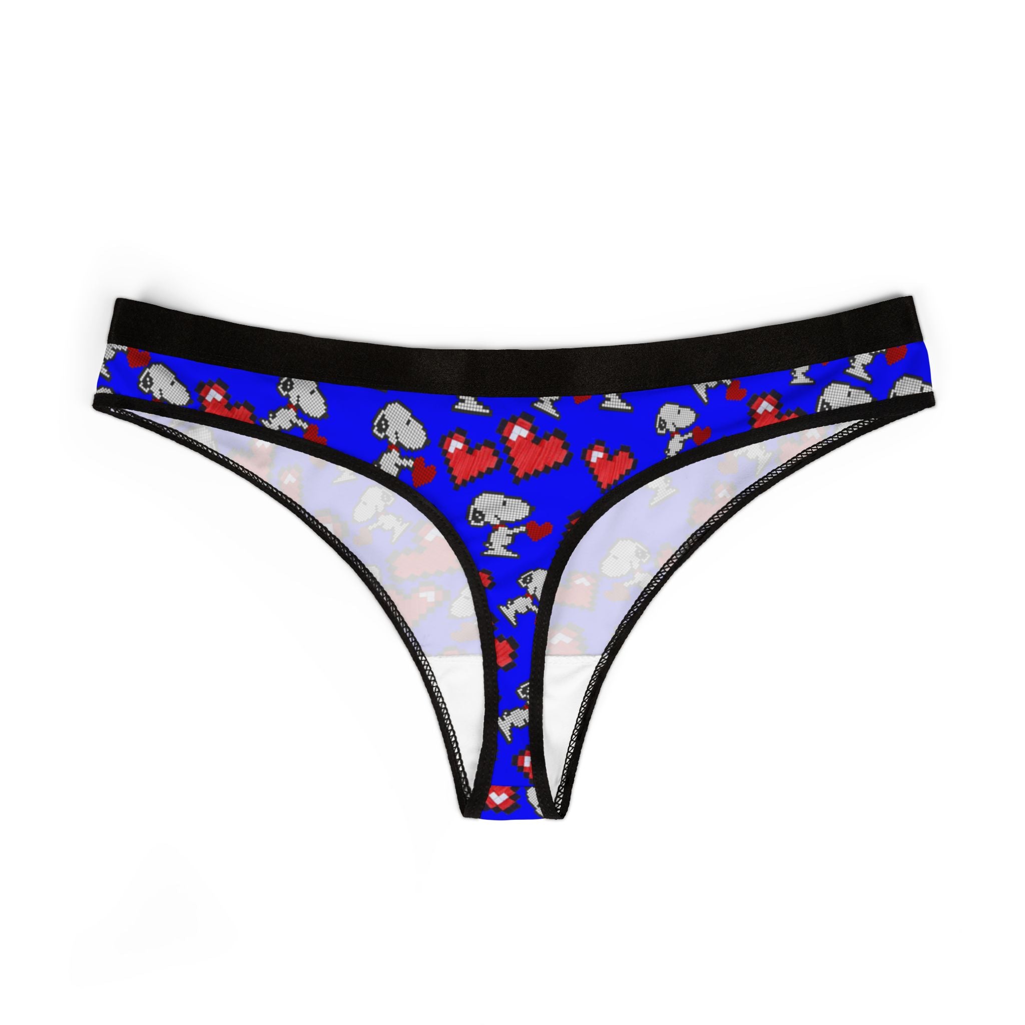 Women's thongs snoopy hearts valentine blue