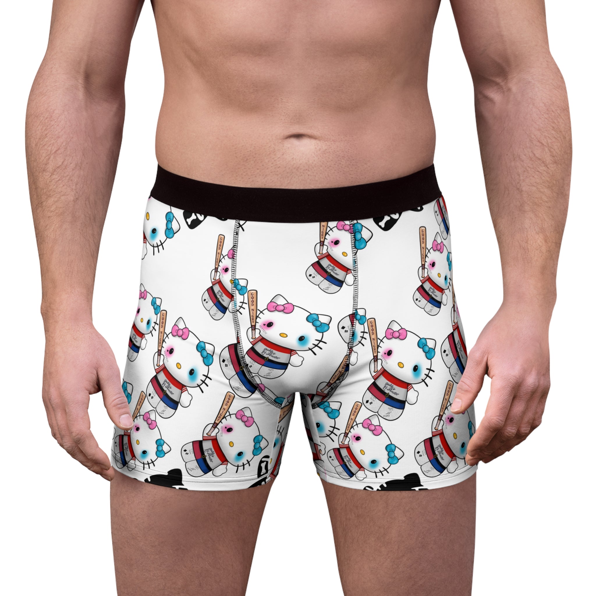 Men's boxer briefs kitty monster Halloween bone white