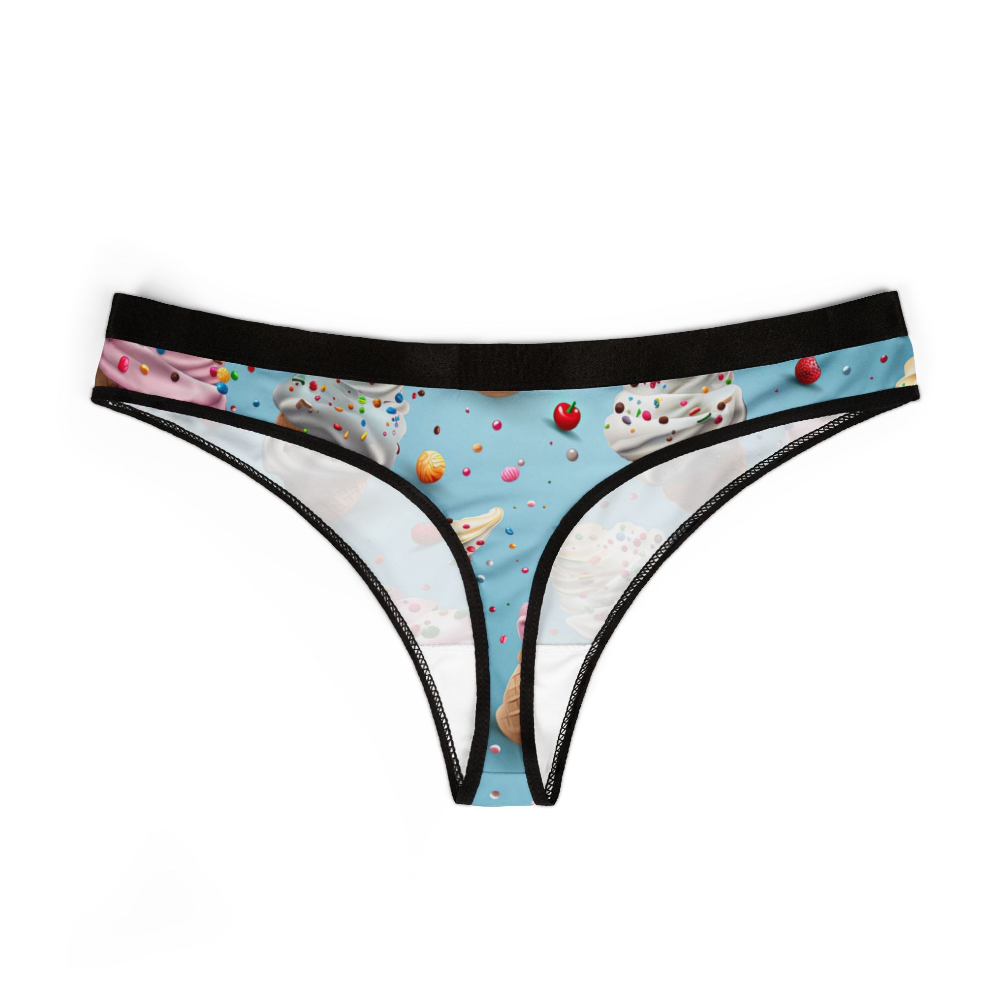 Women's thongs sprinkled ice cream