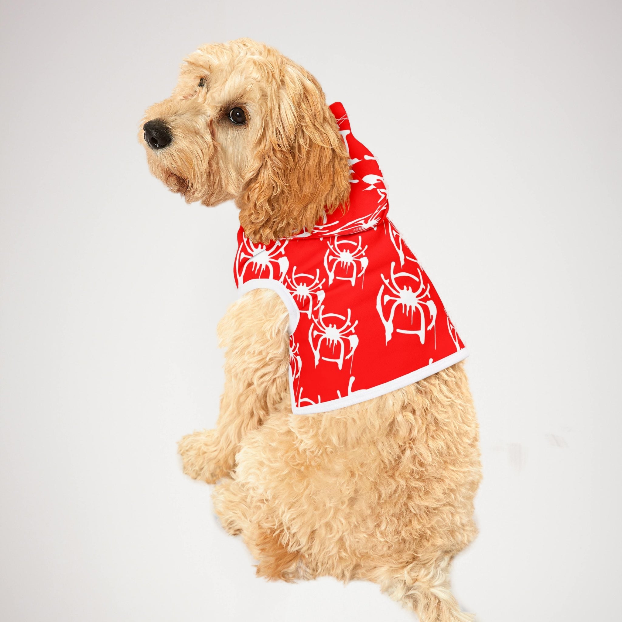 Pet hoodie only spider web red