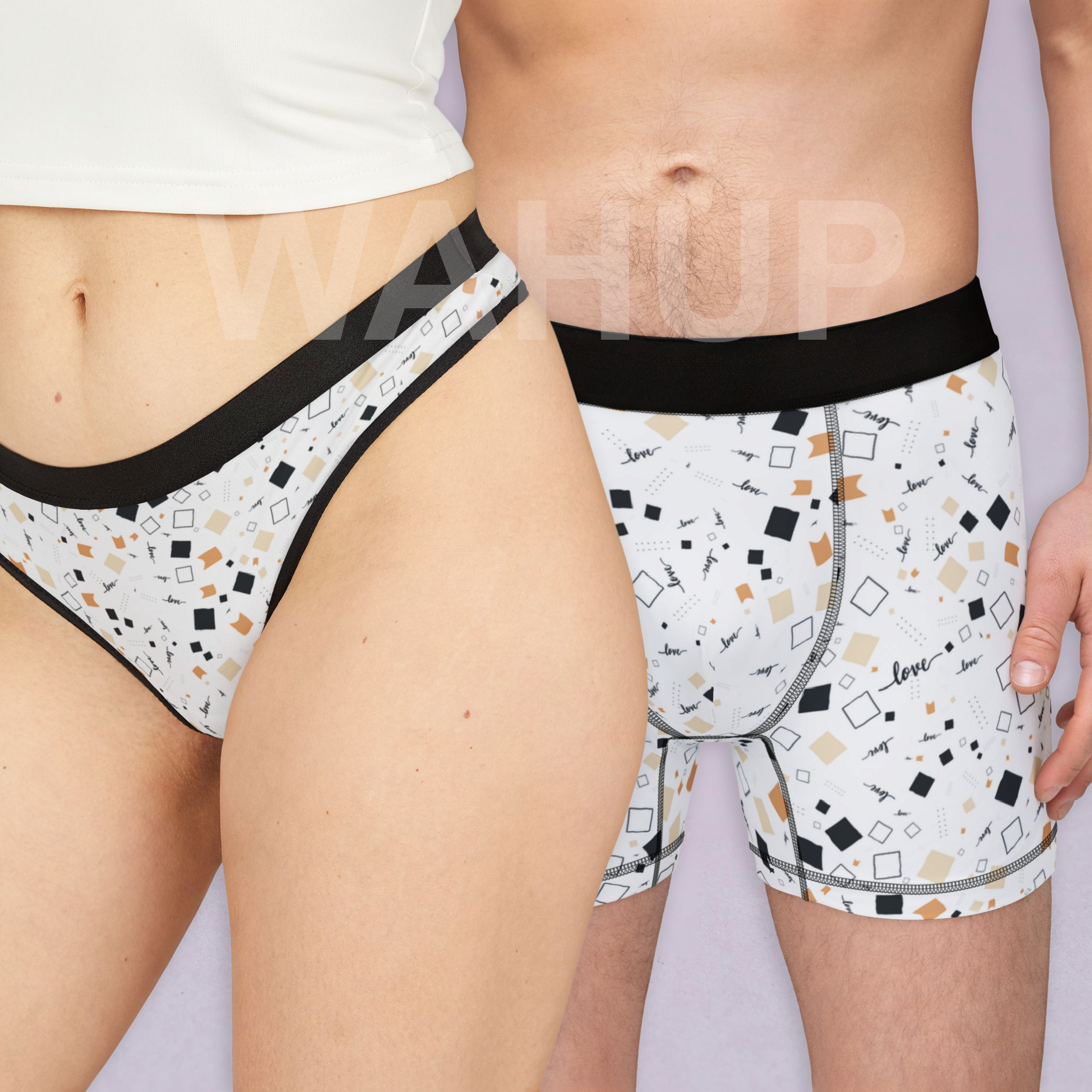Matching underwear Happy Valentine's Day for couples boxer & thong set