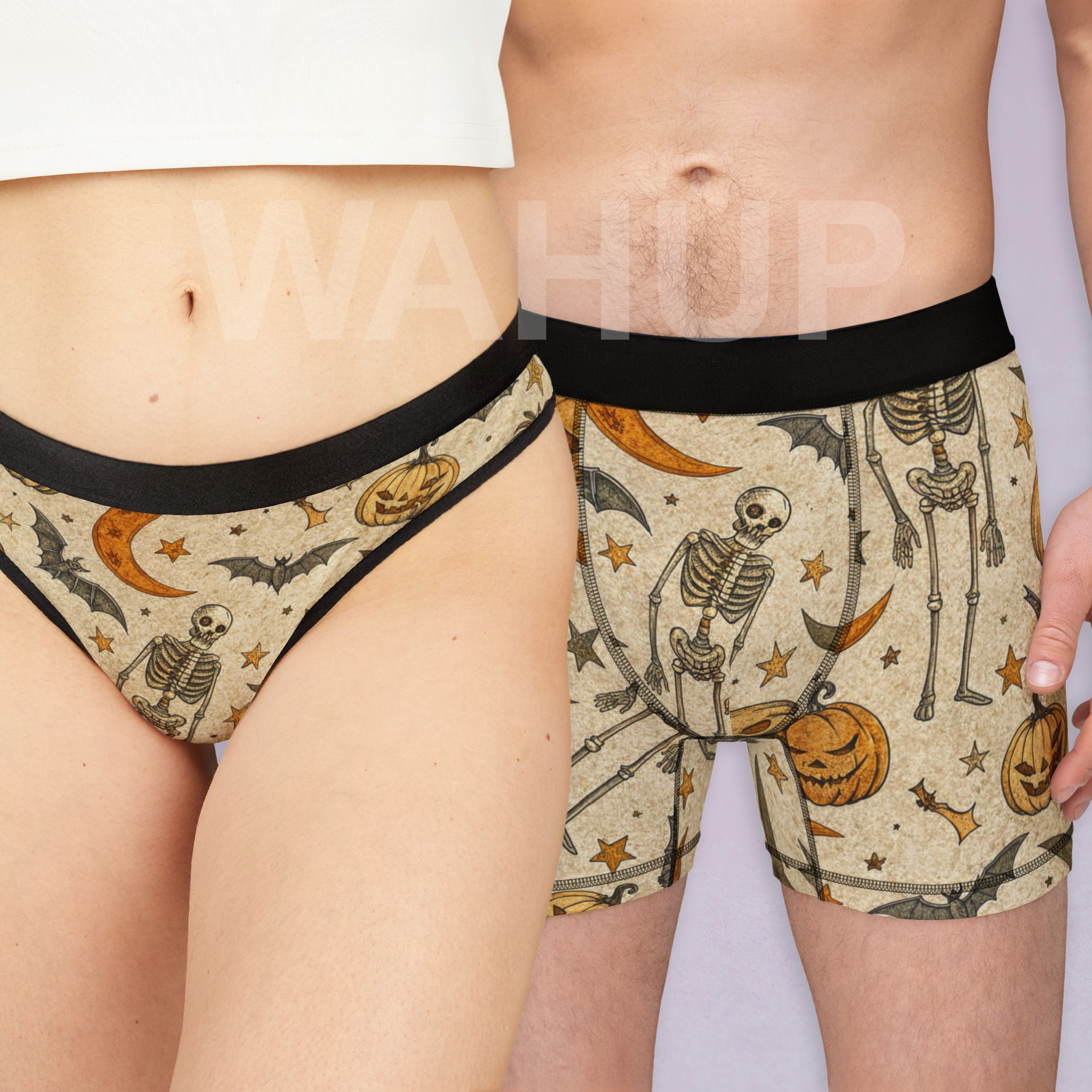 Matching underwear Vintage Halloween for couples boxer & thong set