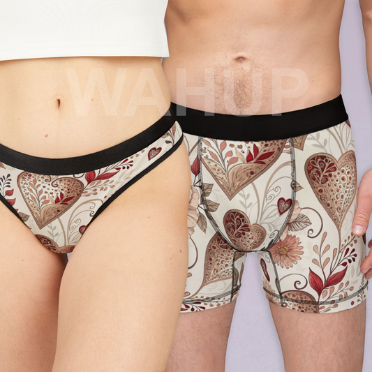 Matching underwear Valentine Heart Retro Two for couples boxer & thong set
