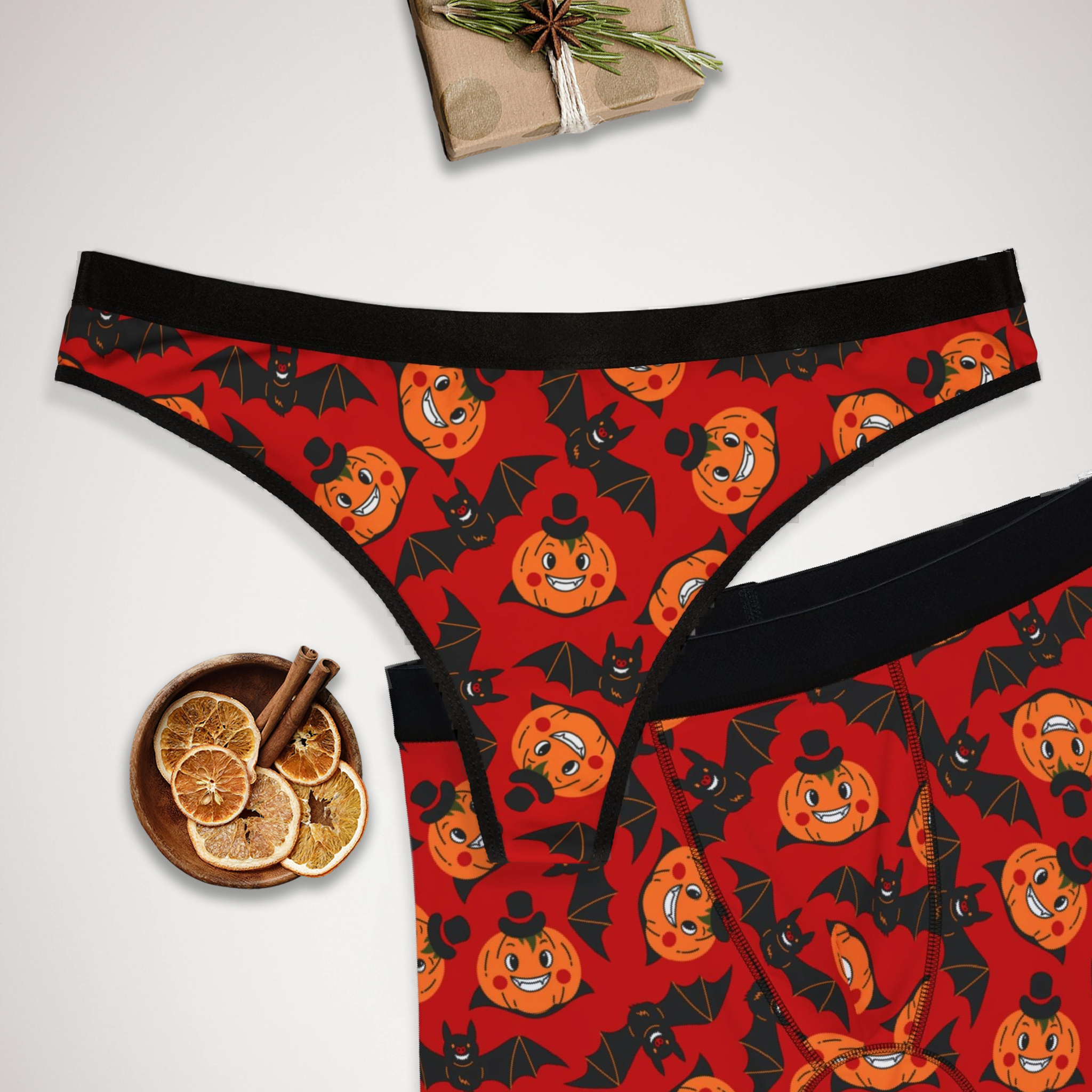 Matching underwear Funny Halloween for couples boxer & thong set