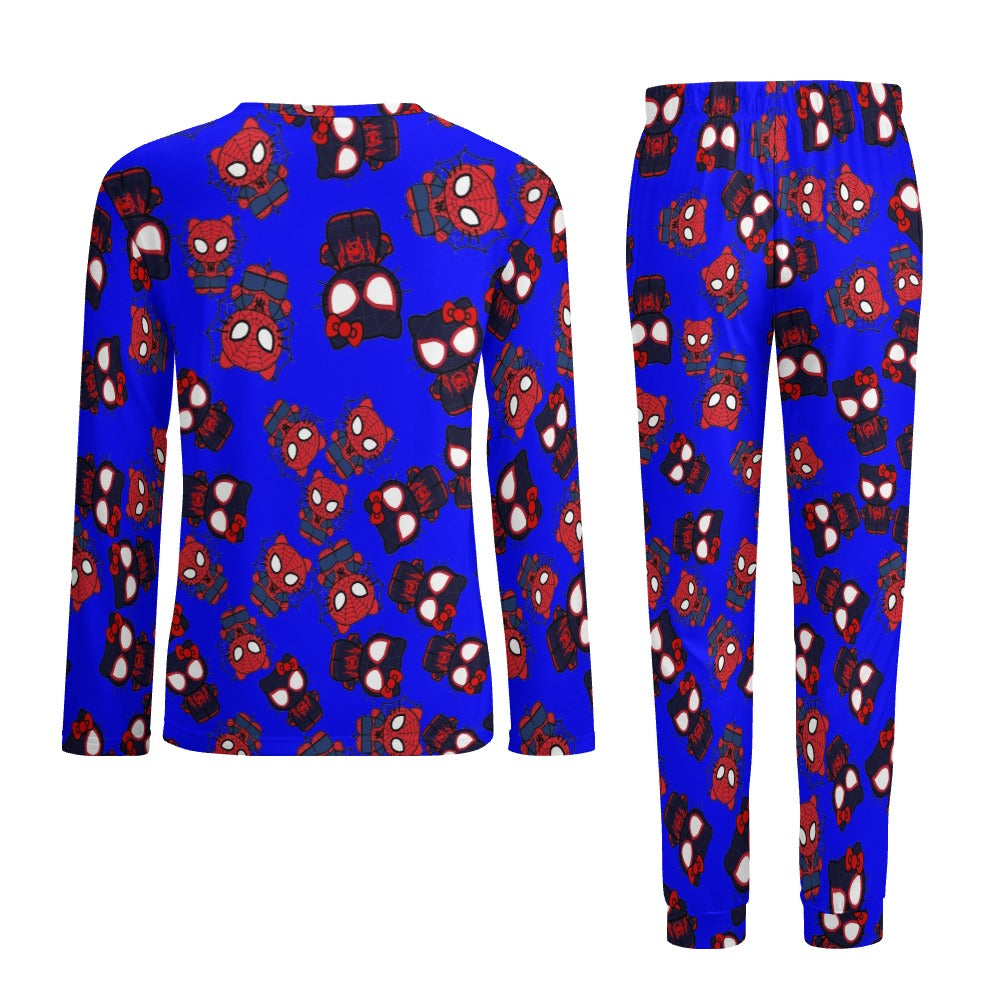 Men's Pajama suit kitty spider dark blue