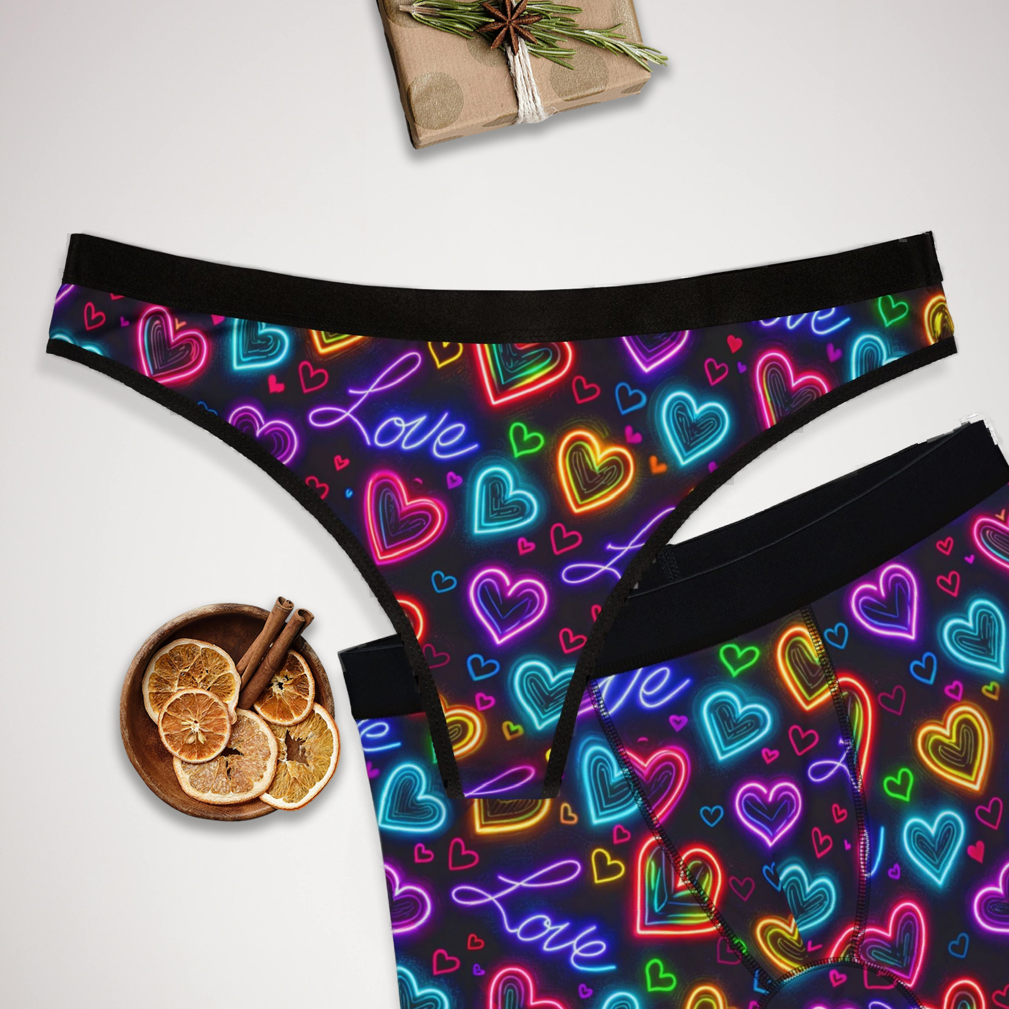 Matching underwear Valentine Digital for couples boxer & thong set