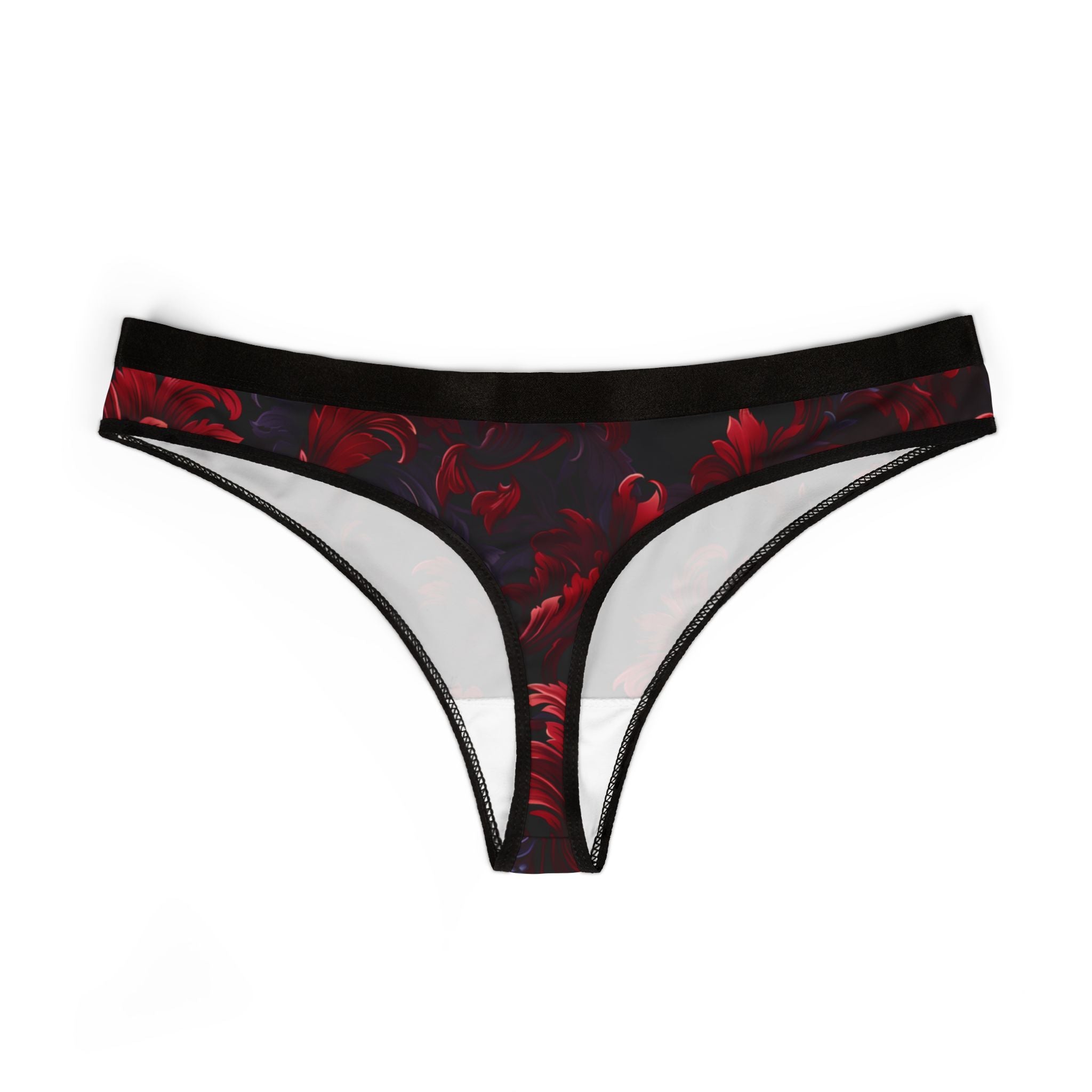 Women's thongs red damask