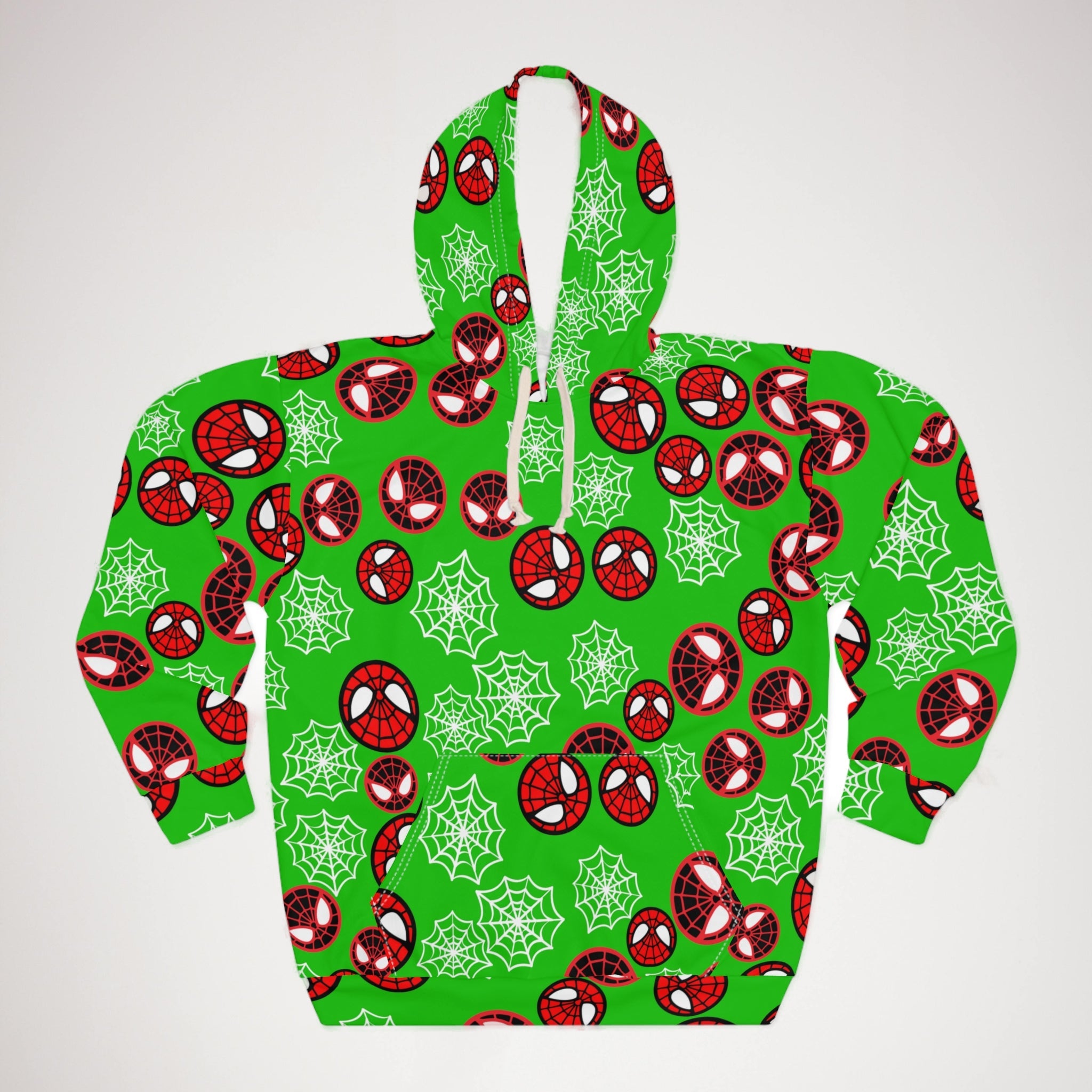 Unisex pullover hoodie spider circle web green