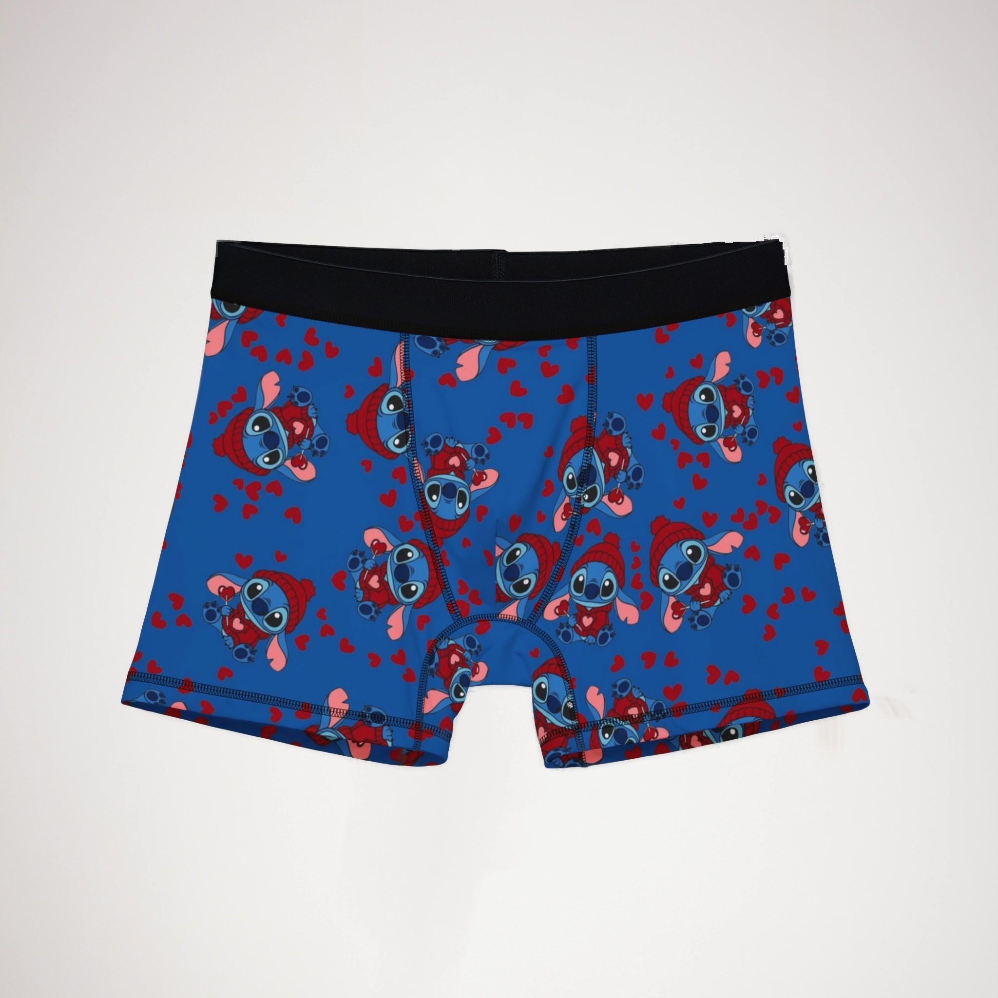 Men's boxers stitch valentine cream heart blue