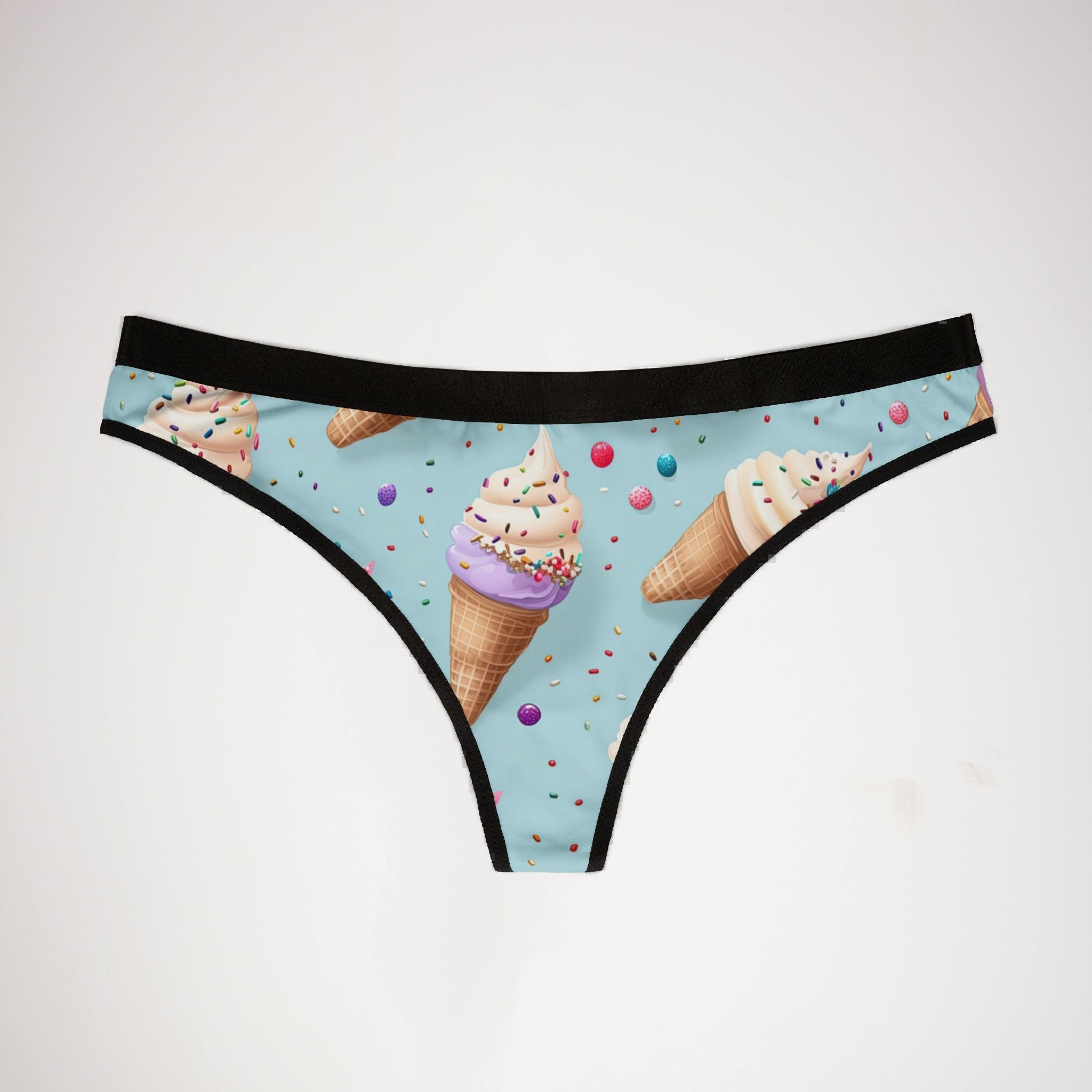 Women's thongs sprinkled ice cream