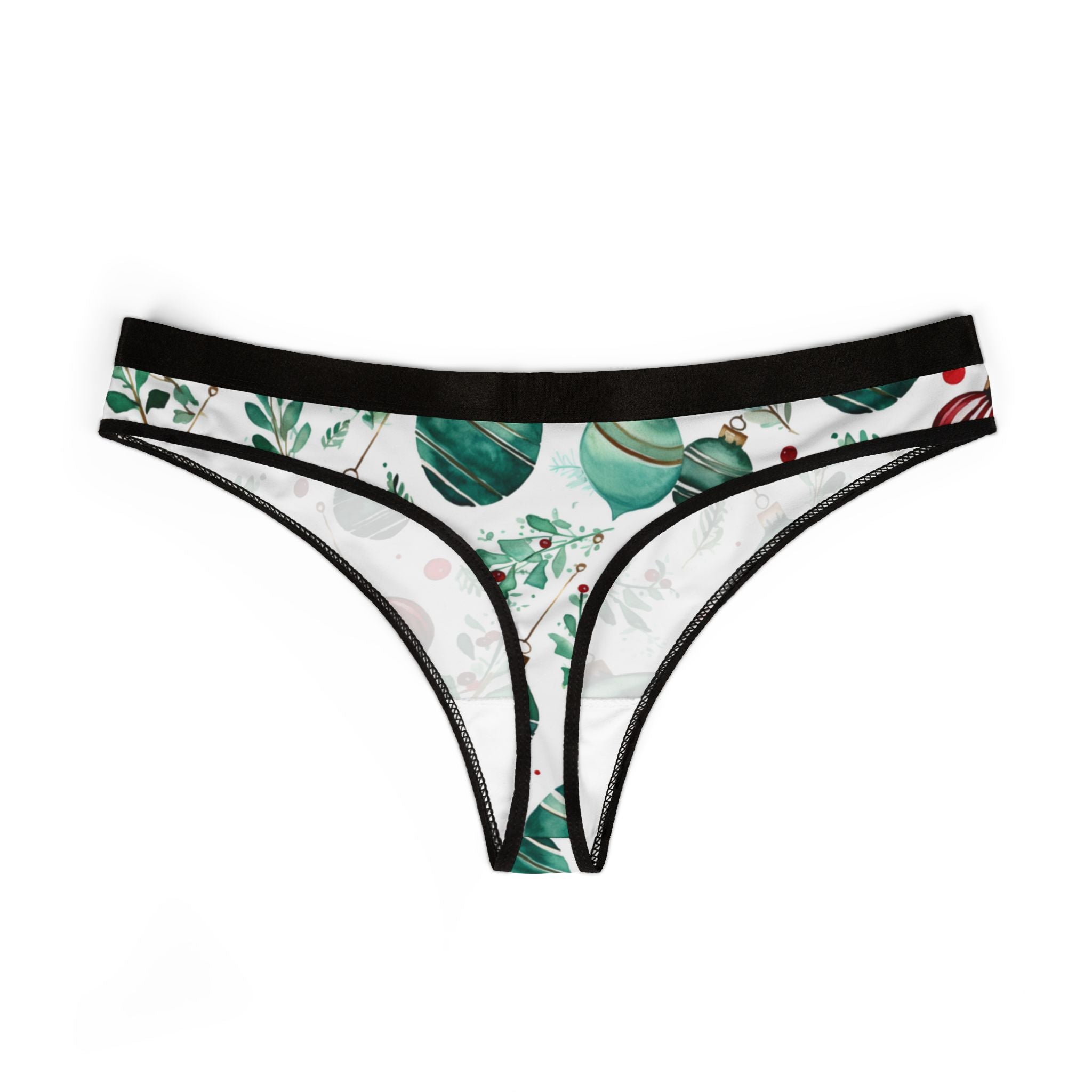Women's thongs watercolor christmas