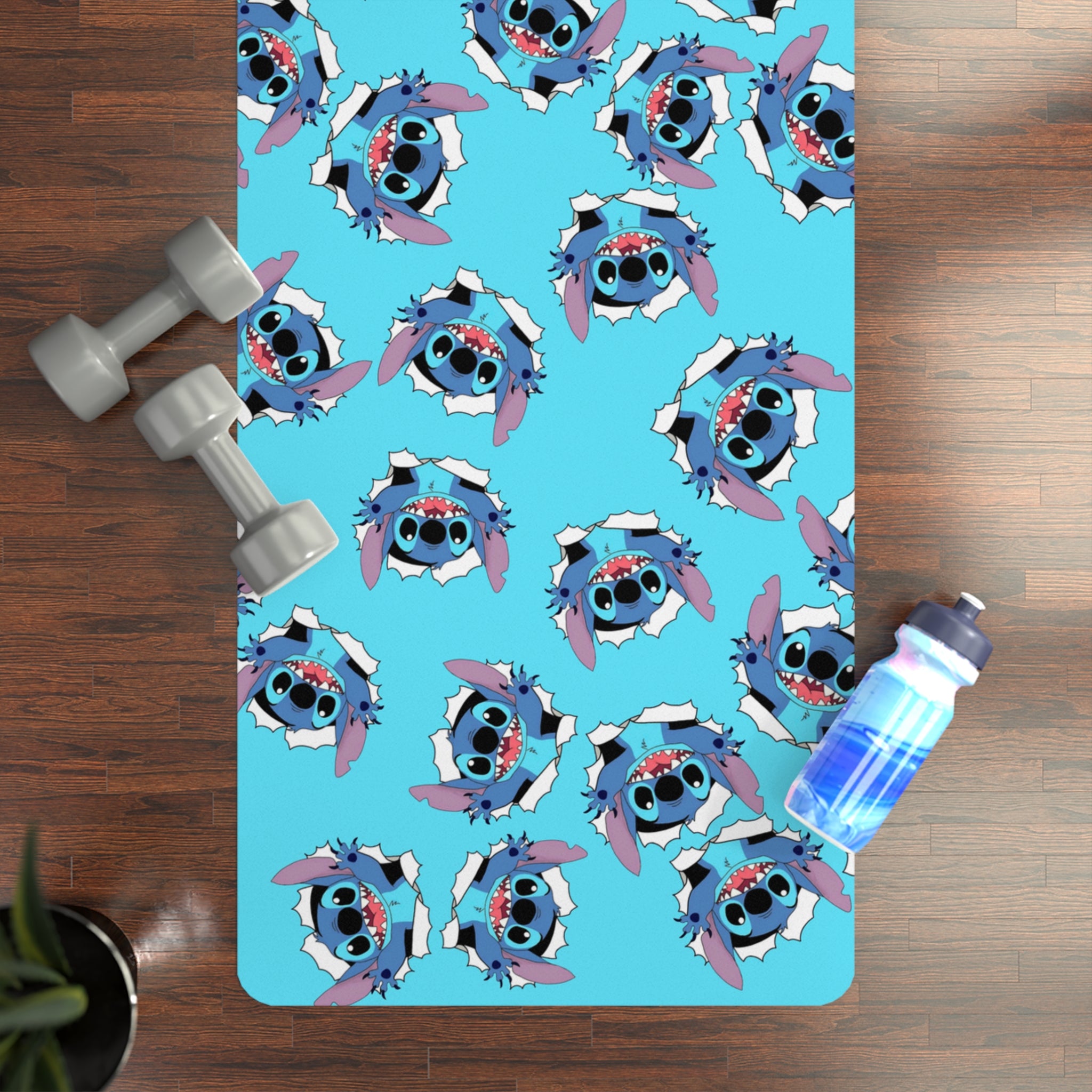 Rubber yoga mat stitch cyan