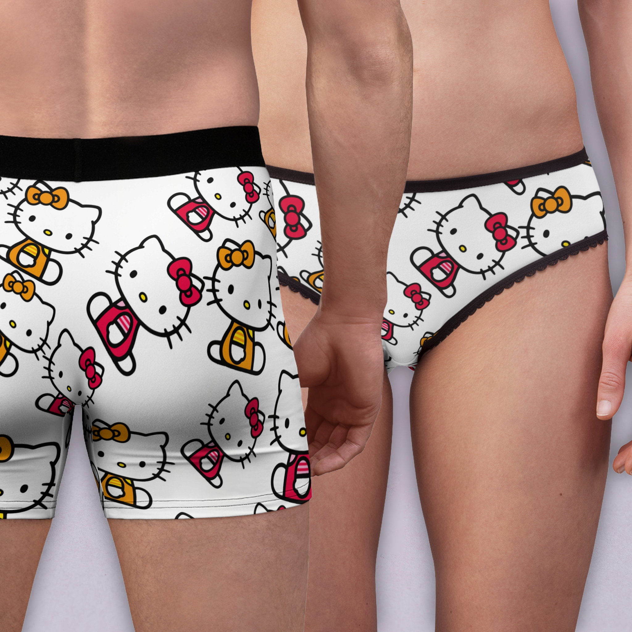 Couples matching kitty two colors underwear set boxer & briefs