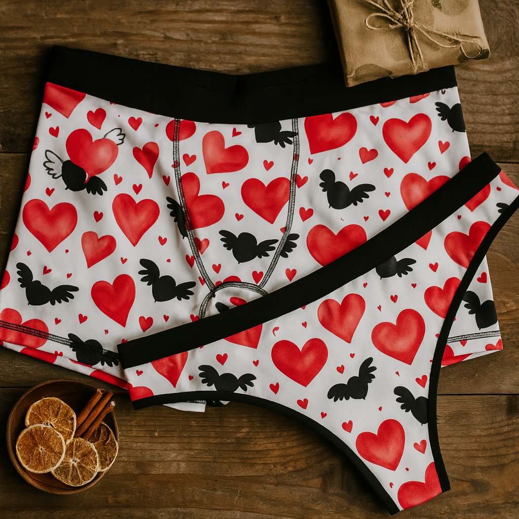 Matching underwear About Valentines for couples boxer & thong set