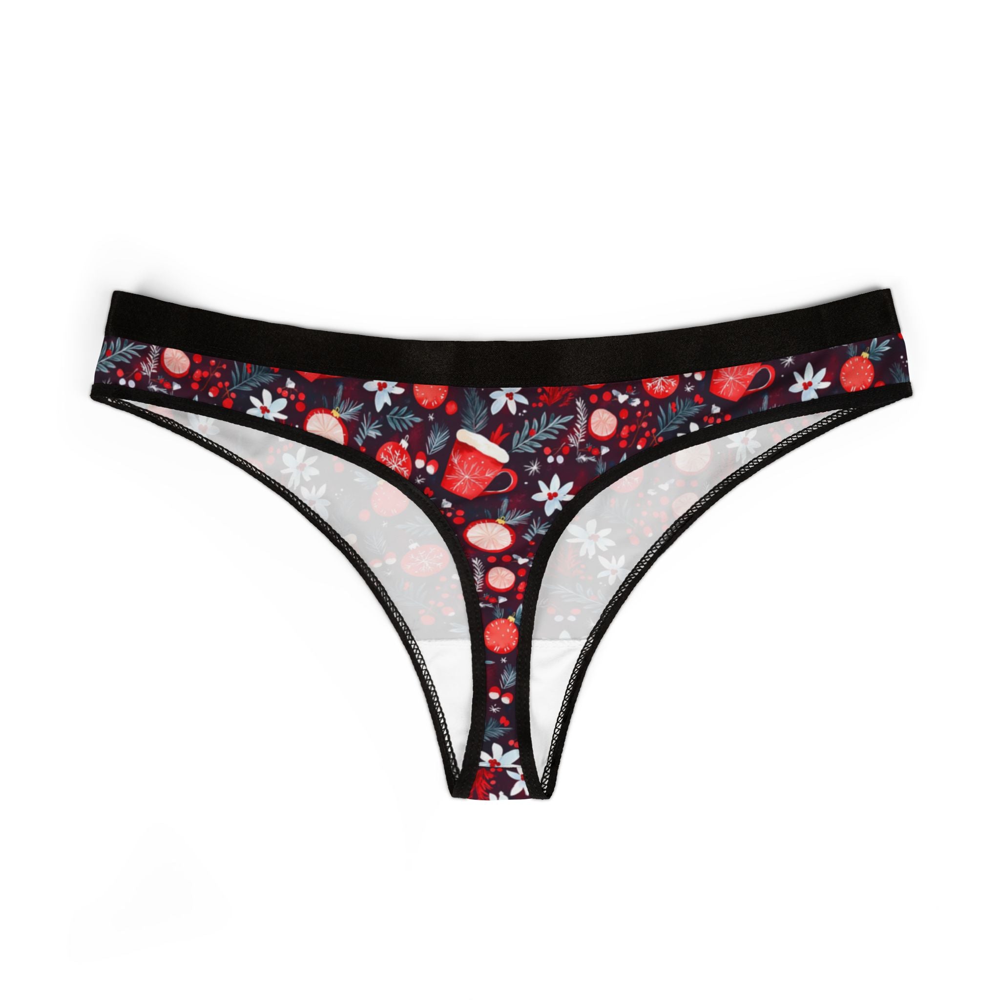 Women's thongs red coquette christmas one