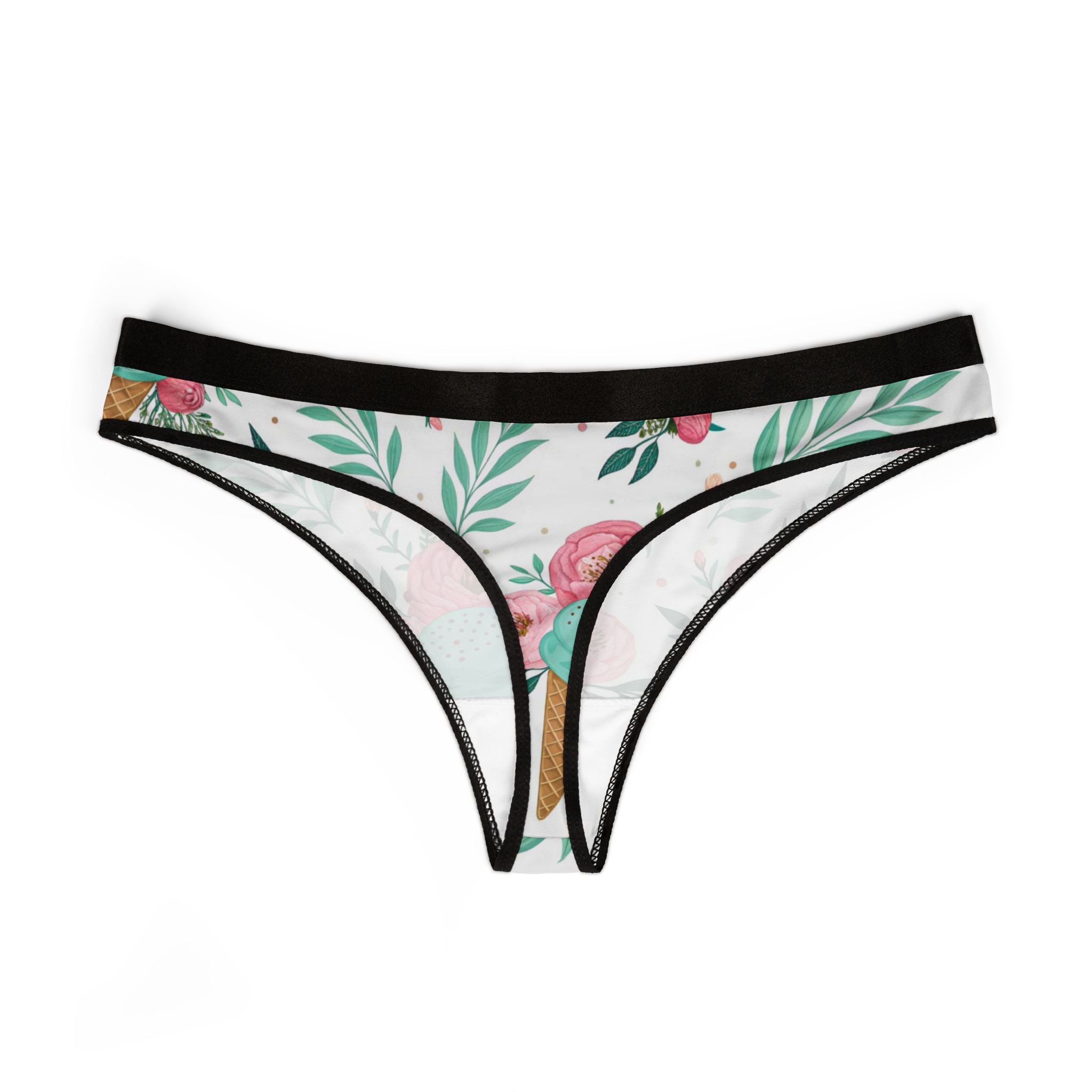 Women's thongs floral ice cream