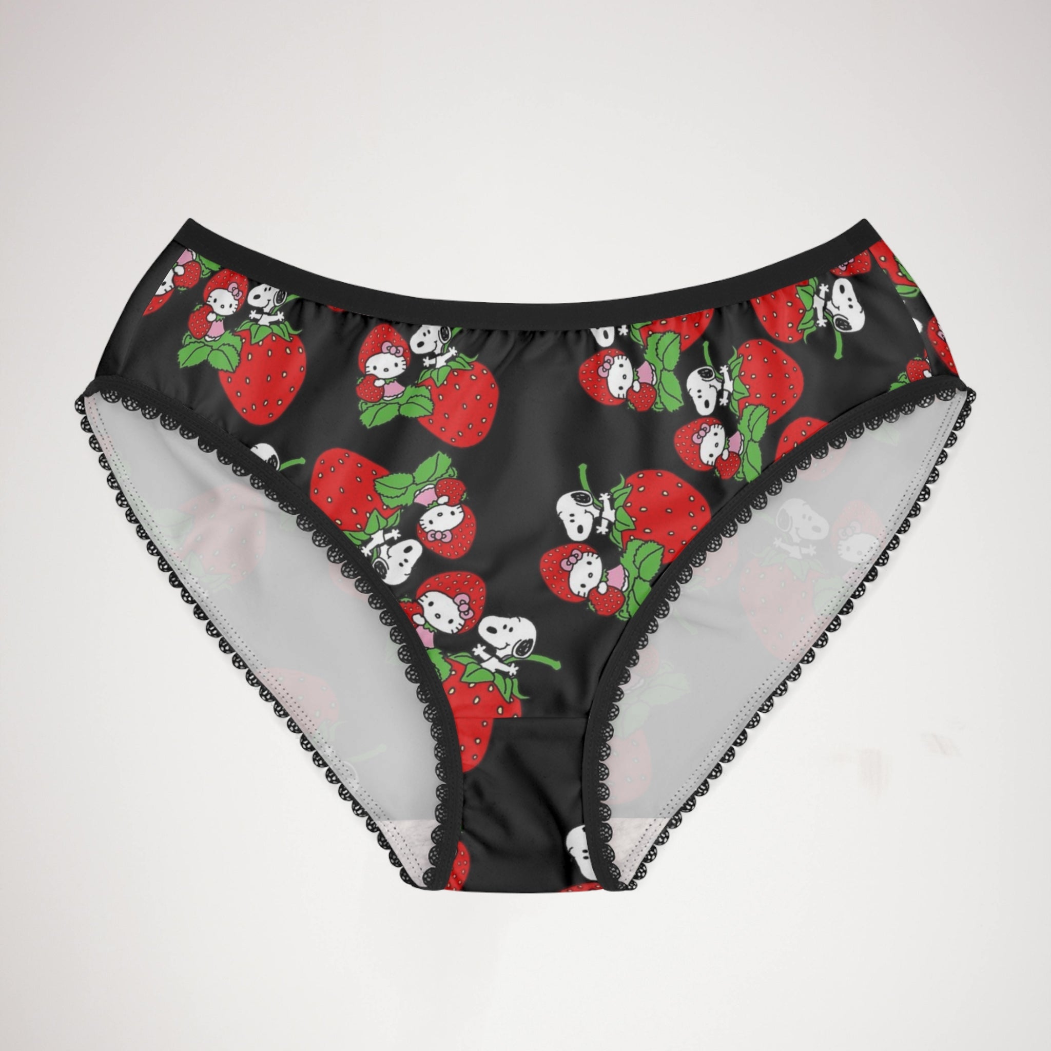 Women's briefs kitty snoopy strawberry valentine black