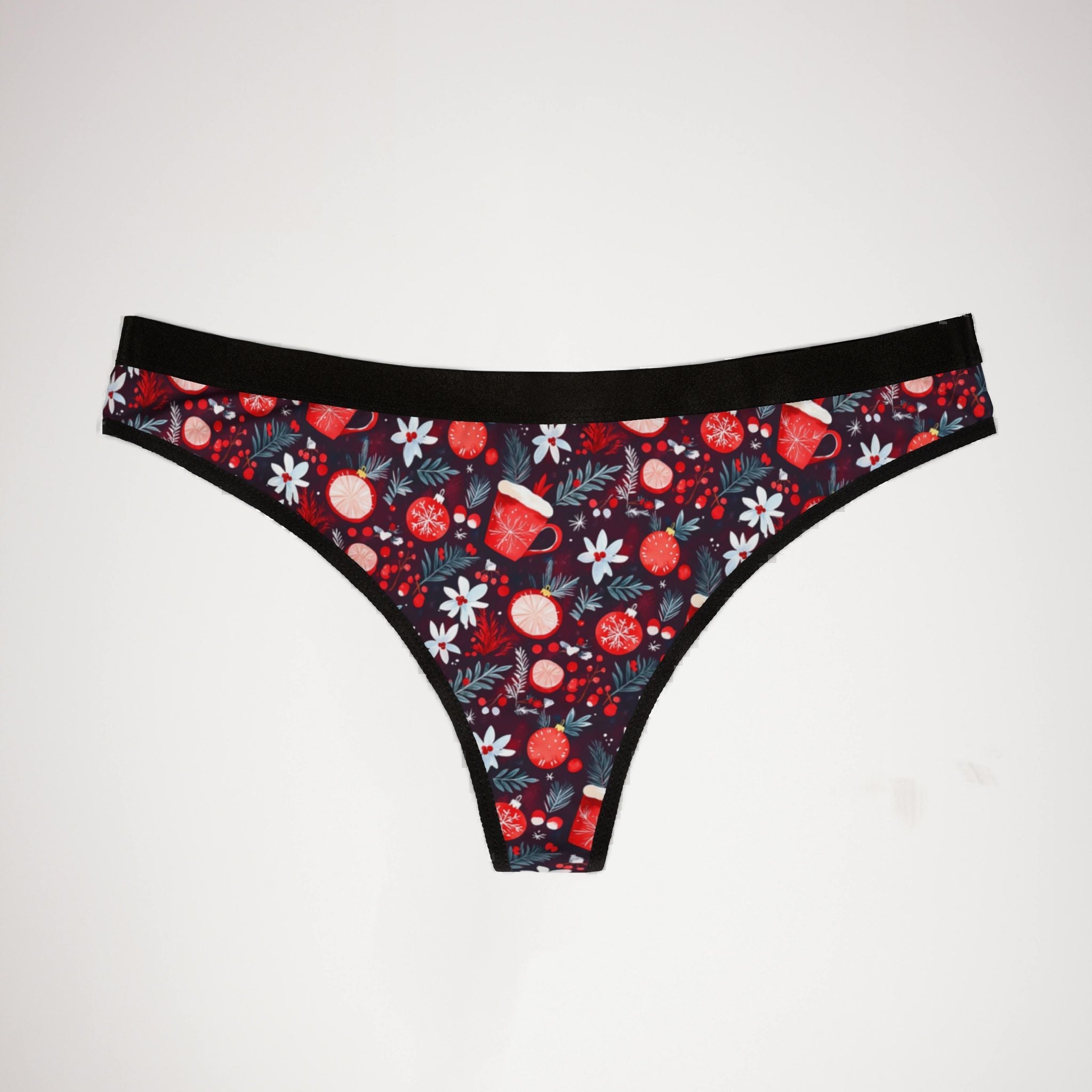 Women's thongs red coquette christmas one
