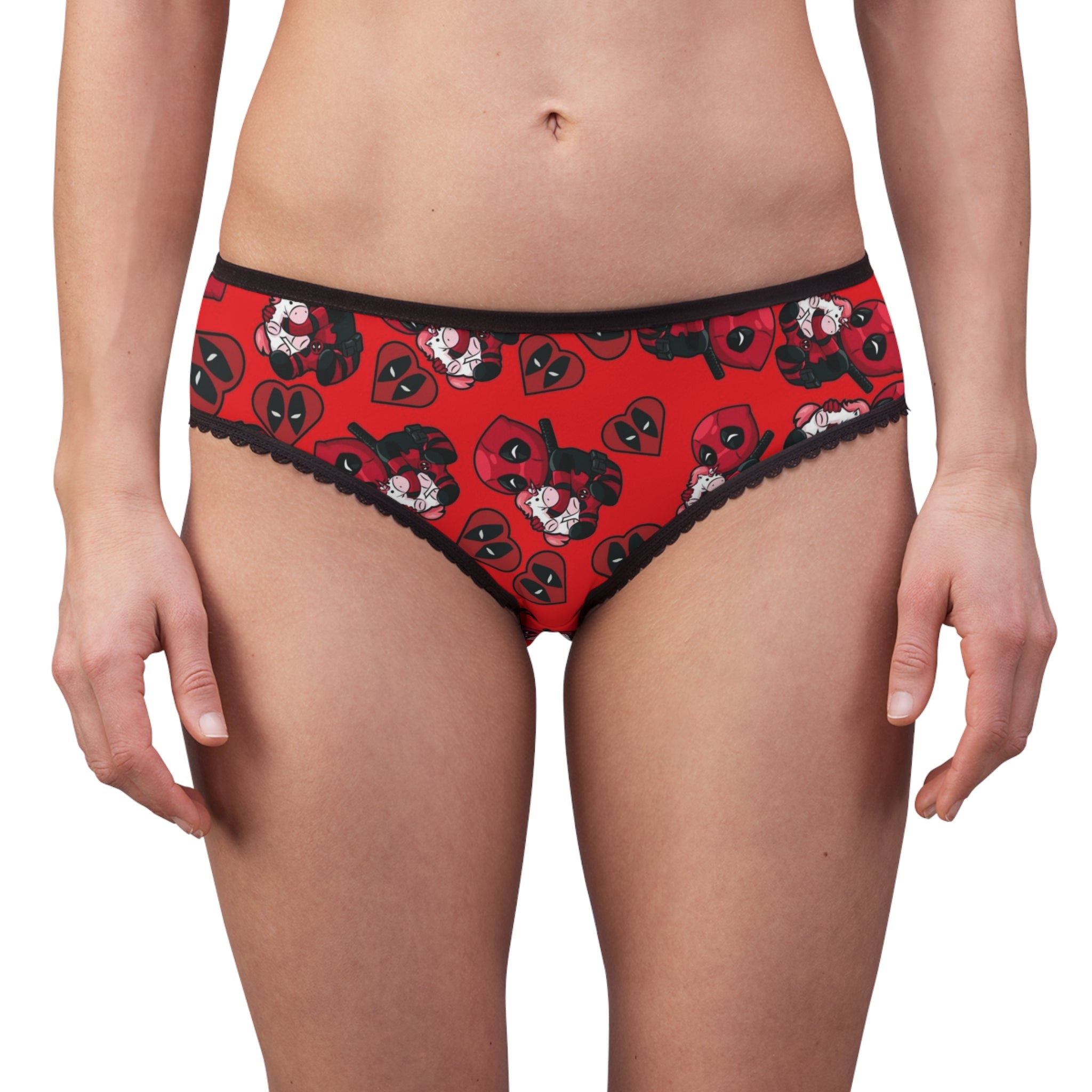 Women's briefs deadpool unicorn hearts valentine love red