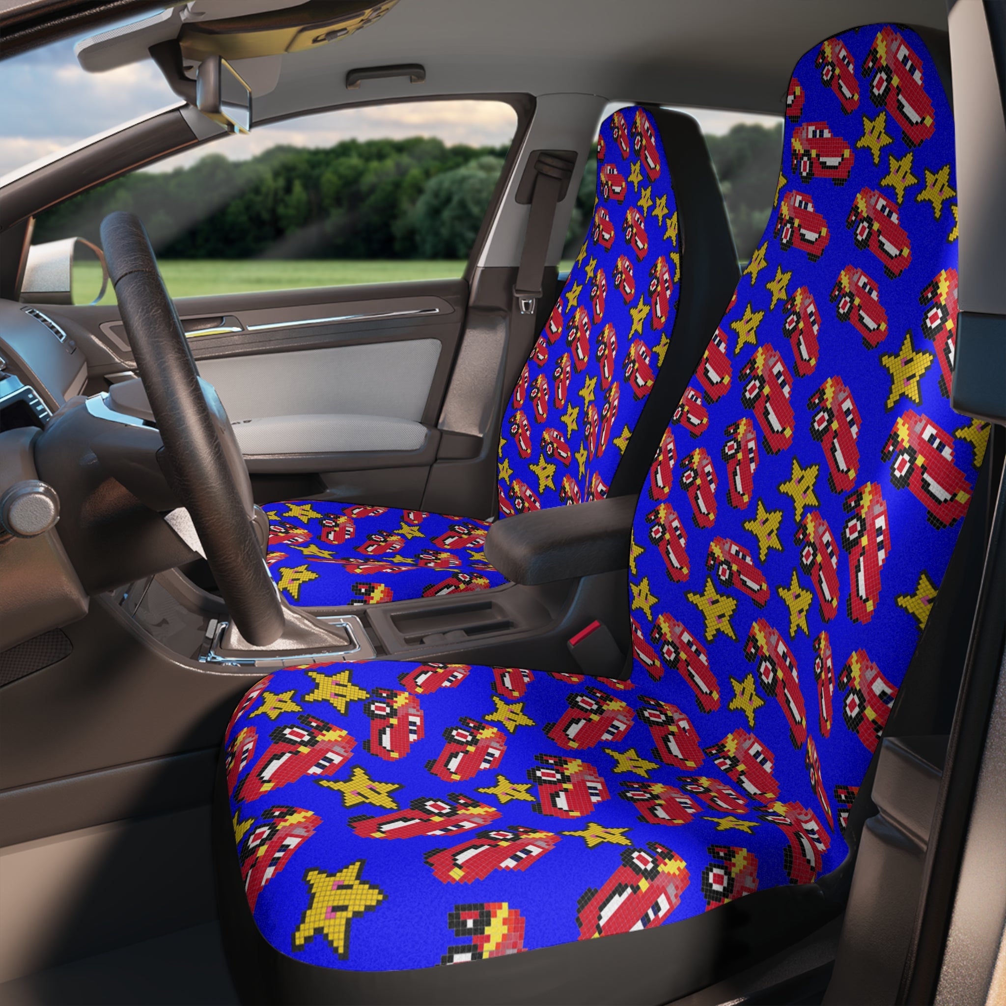 Car seat covers mcqueen stars blue