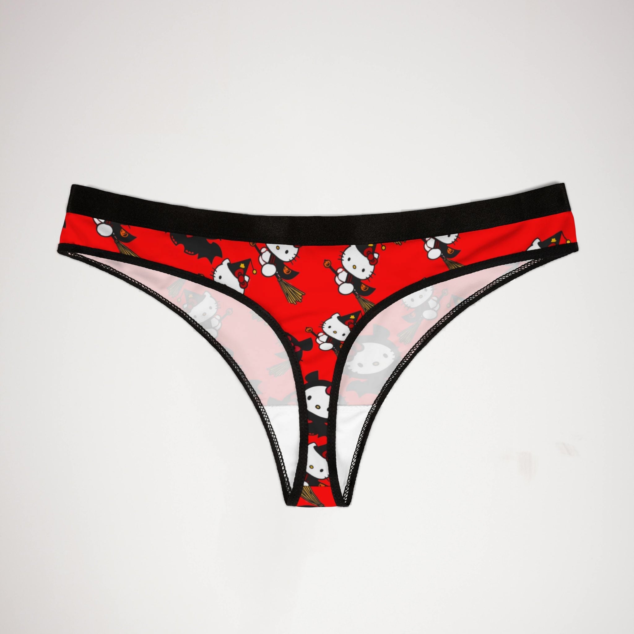 Women's thongs halloween kitty red