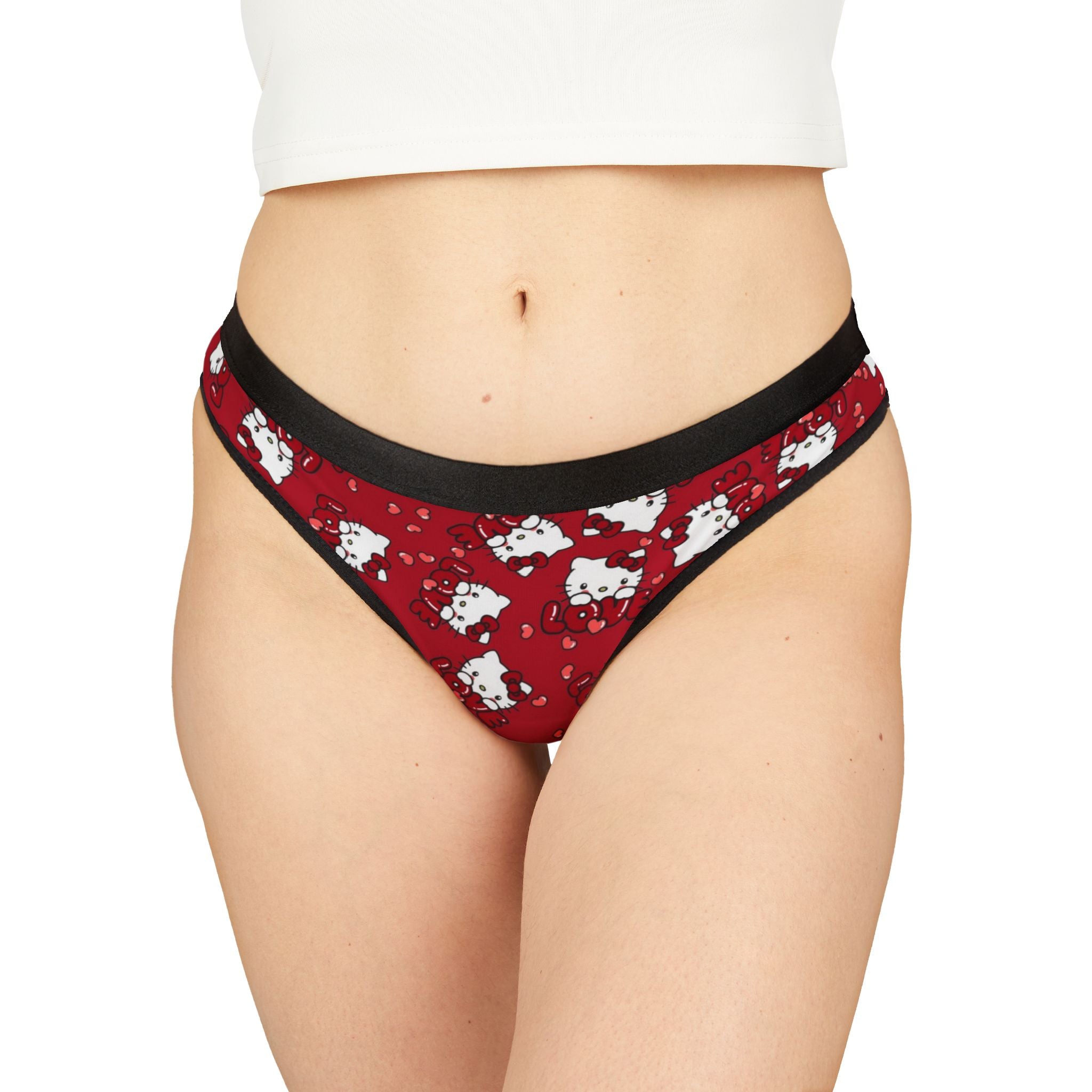 Women's thongs kitty valentine love red