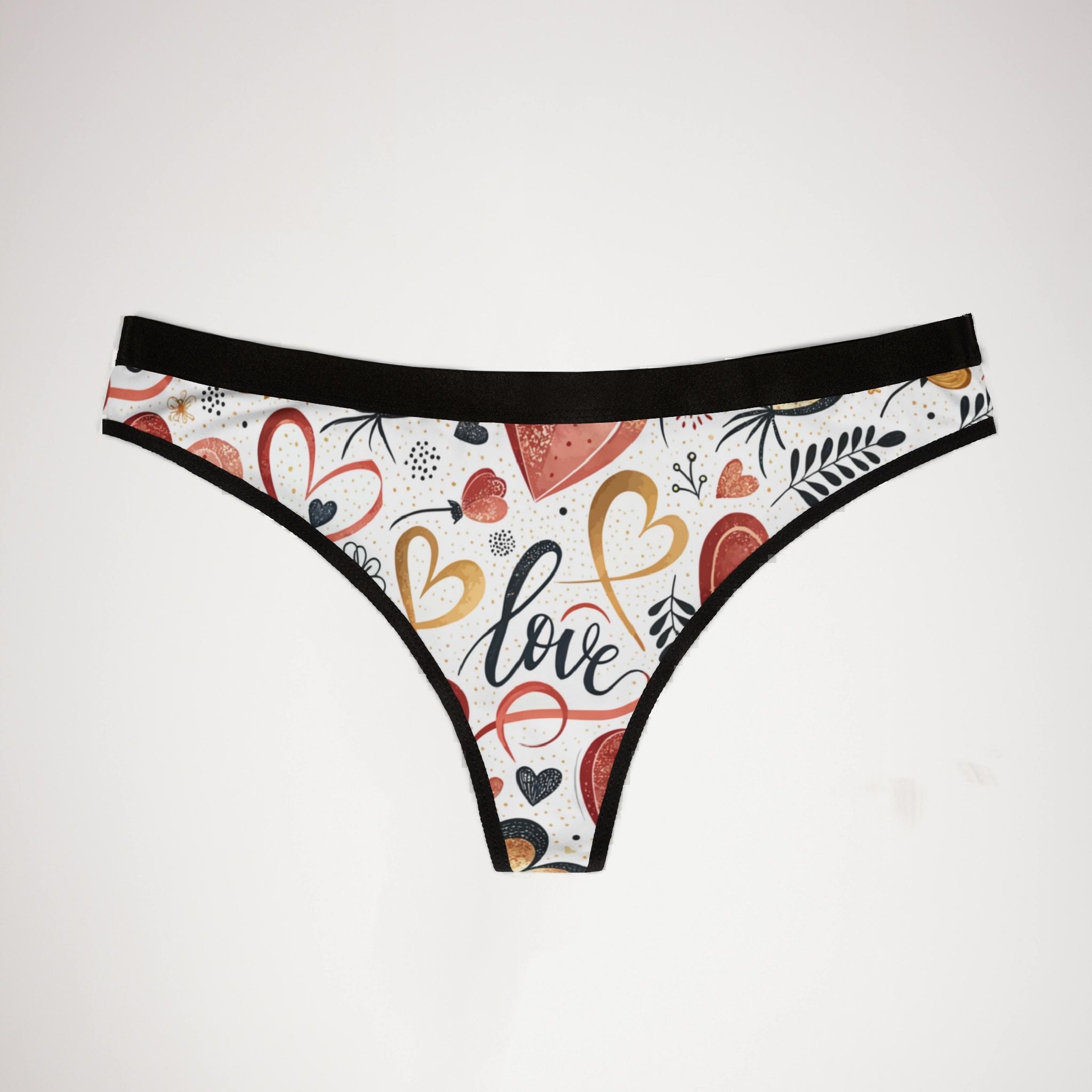 Women's thongs valentine heart retro two