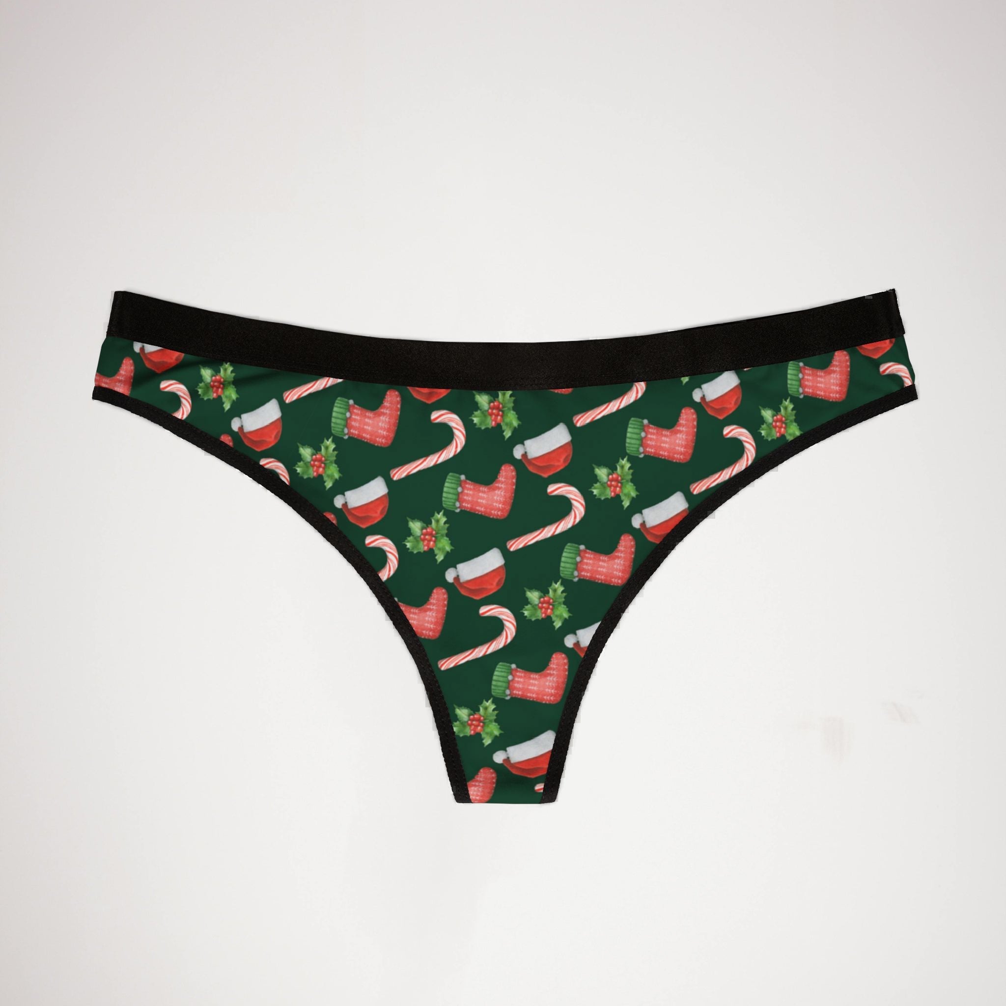 Women's thongs green christmas santa