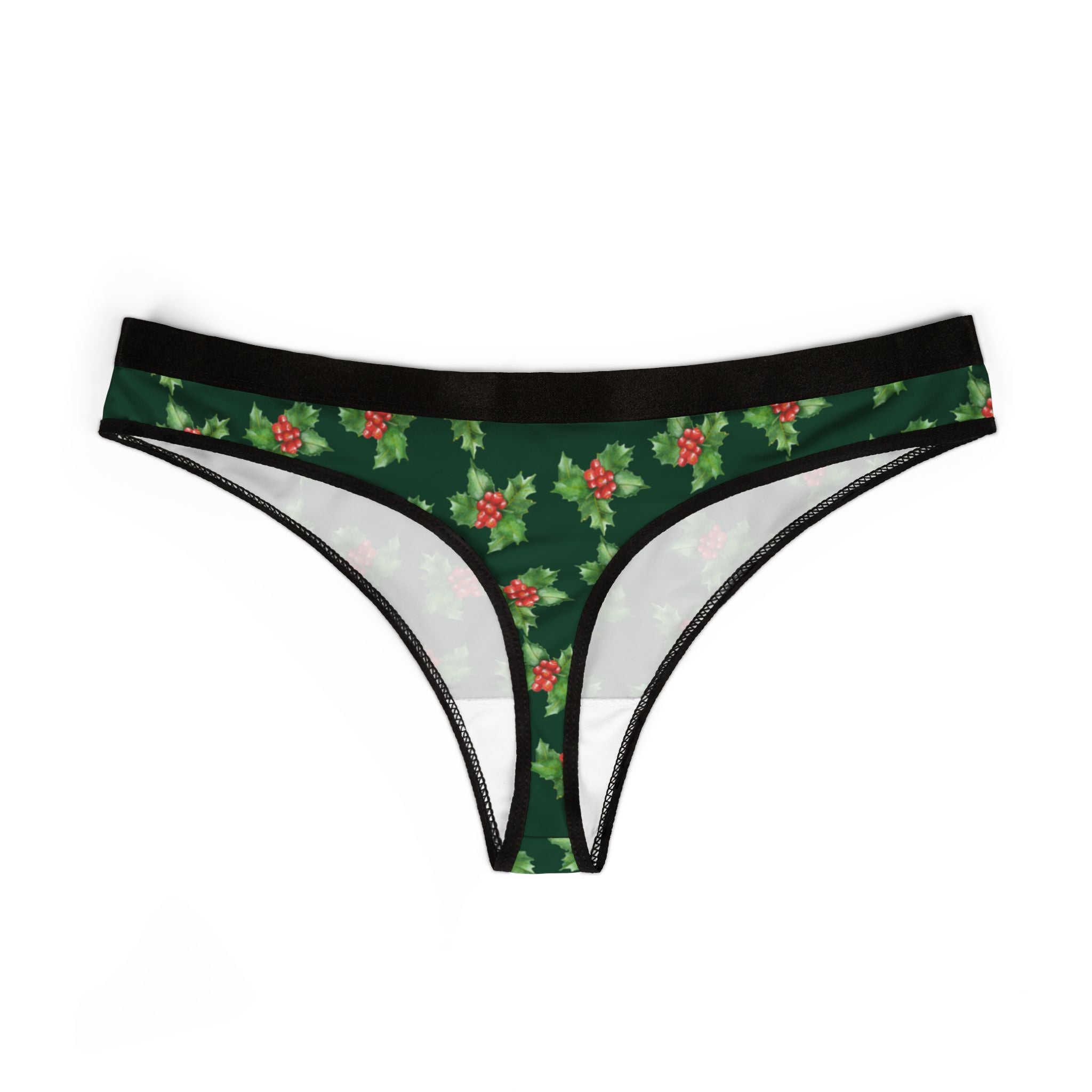 Women's thongs green christmas santa