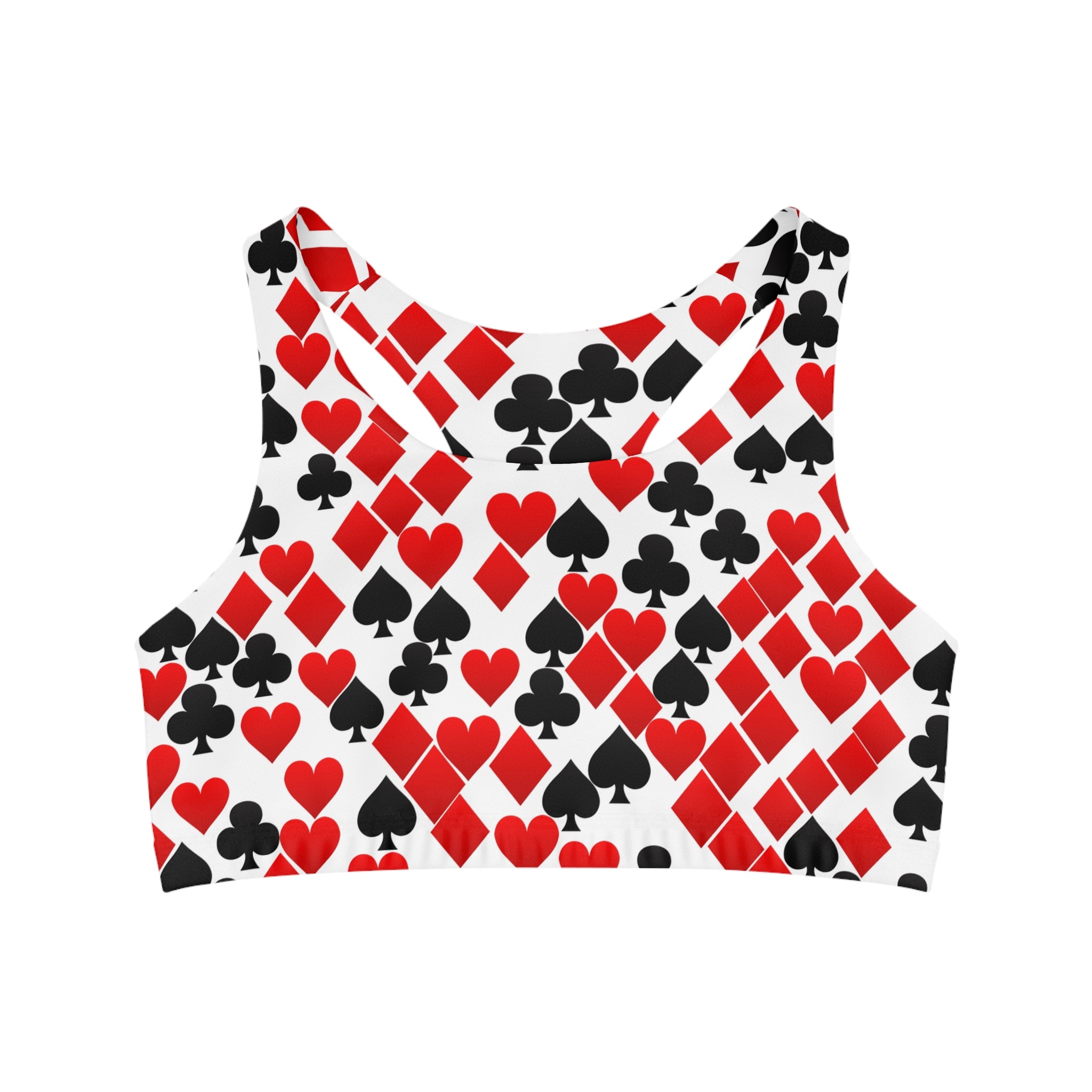 Sports bra playing cards spades hearts diamonds clubs valentine love white