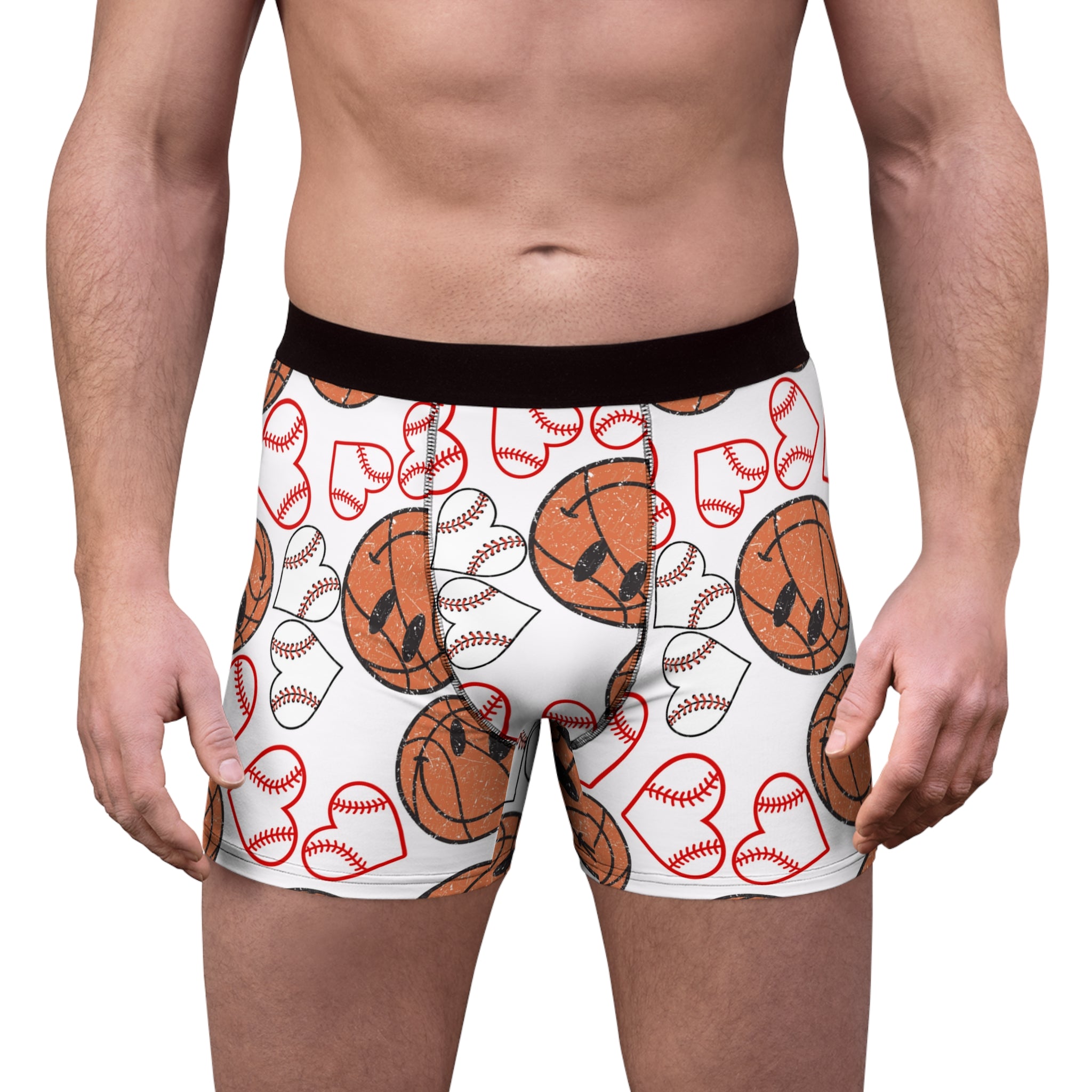 Men's boxer briefs BasketBall hearts valentine white