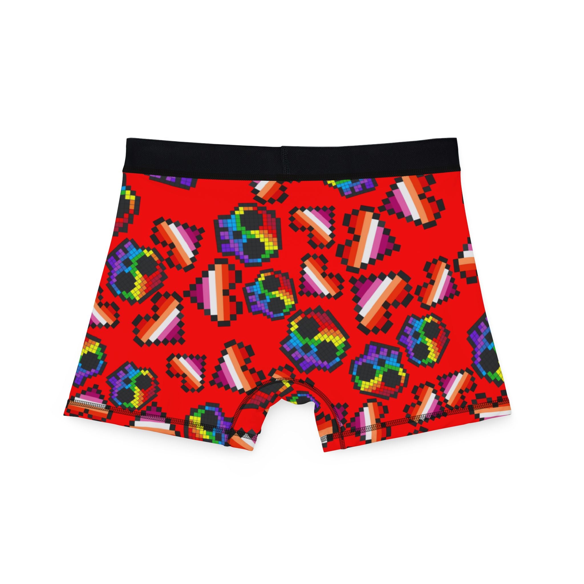 Men's boxers lgbt pride skull heart Halloween red