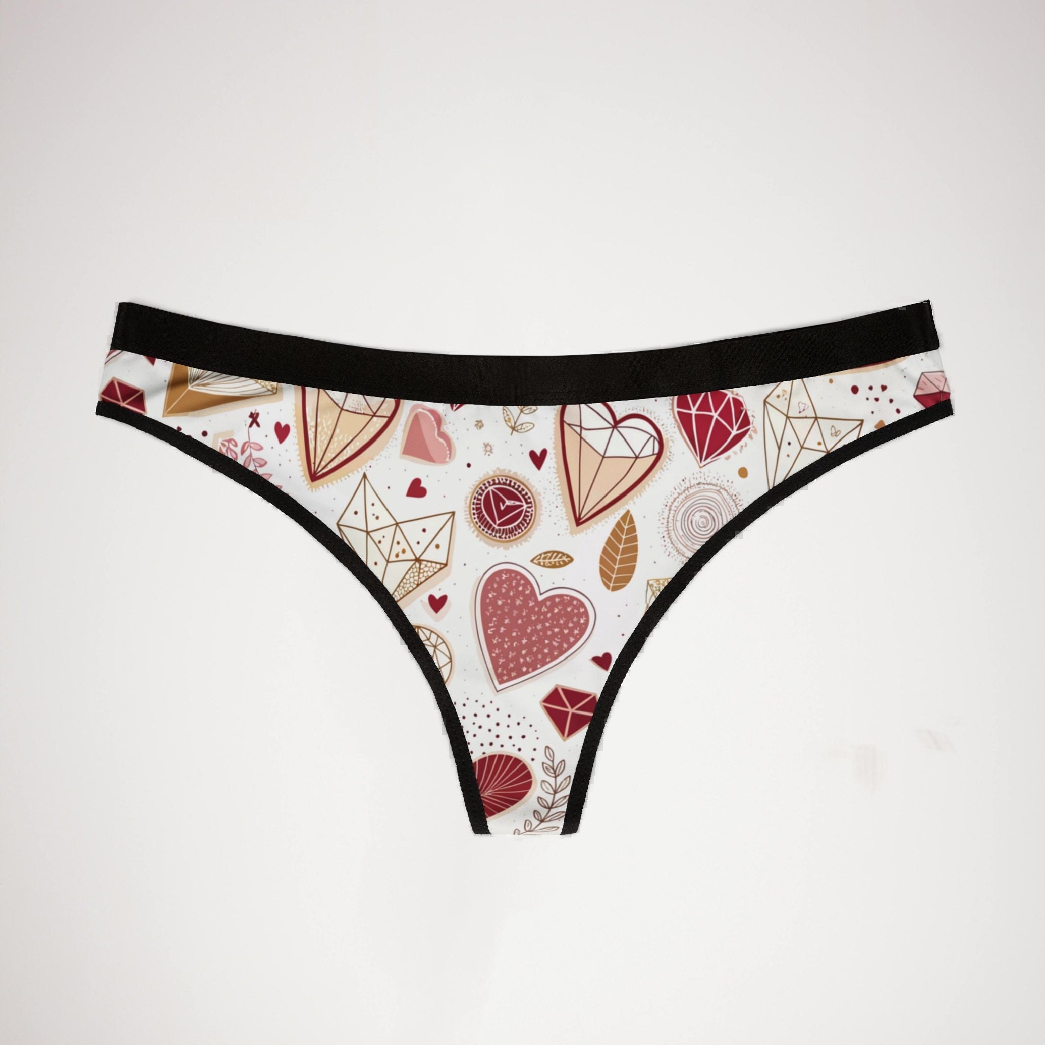 Women's thongs valentine heart retro one