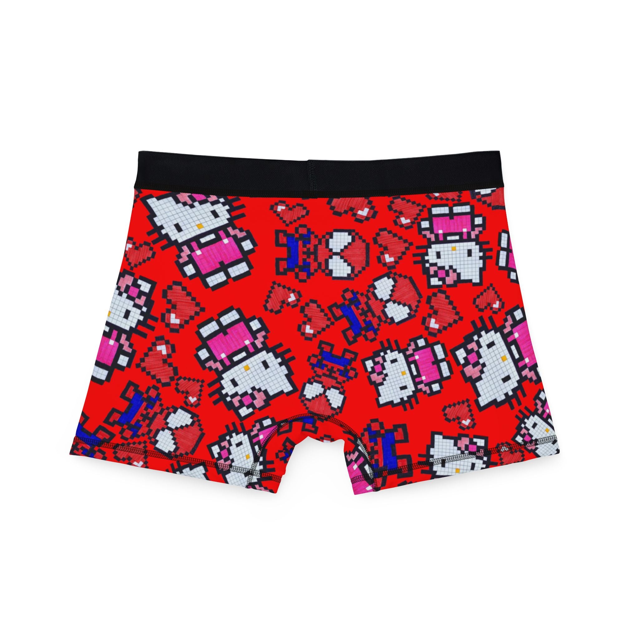 Men's boxers spider kitty pixel heart character love valentine red