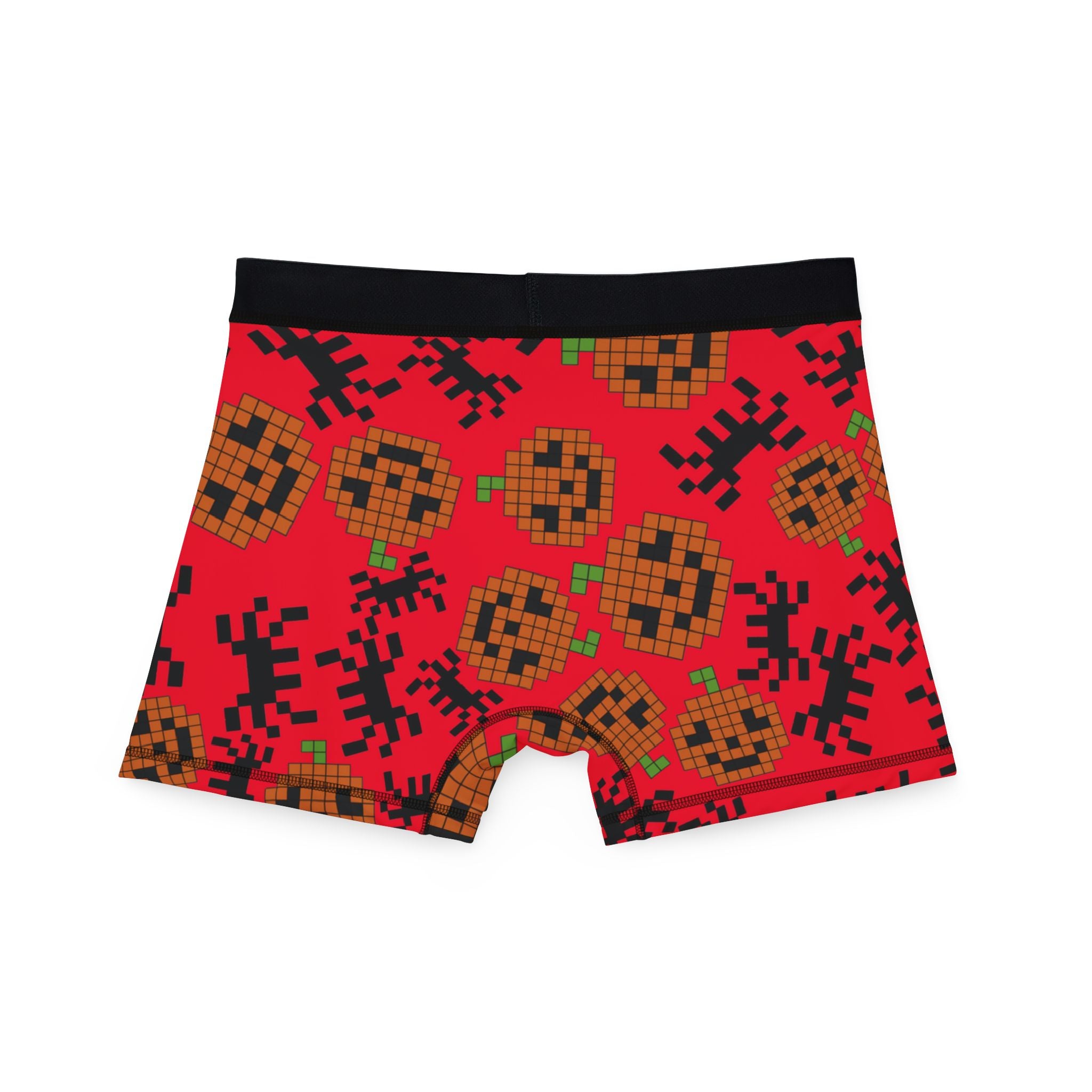 Men's boxers pumpkin spider pixel halloween red