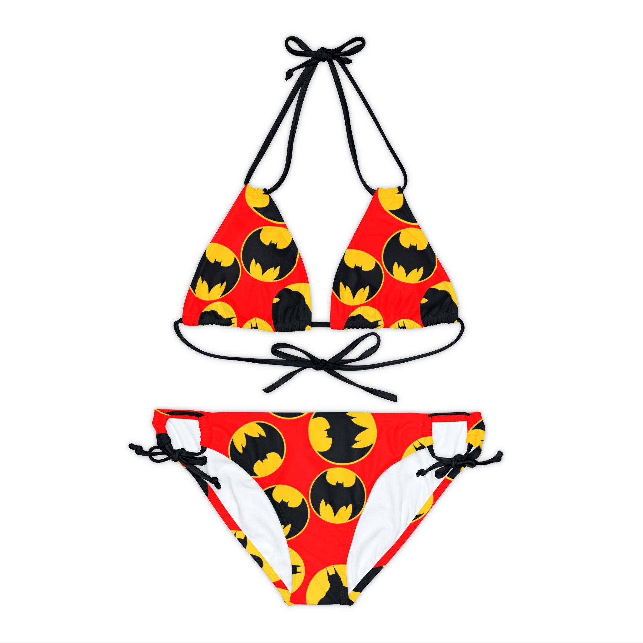 Strappy bikini set batman circle red