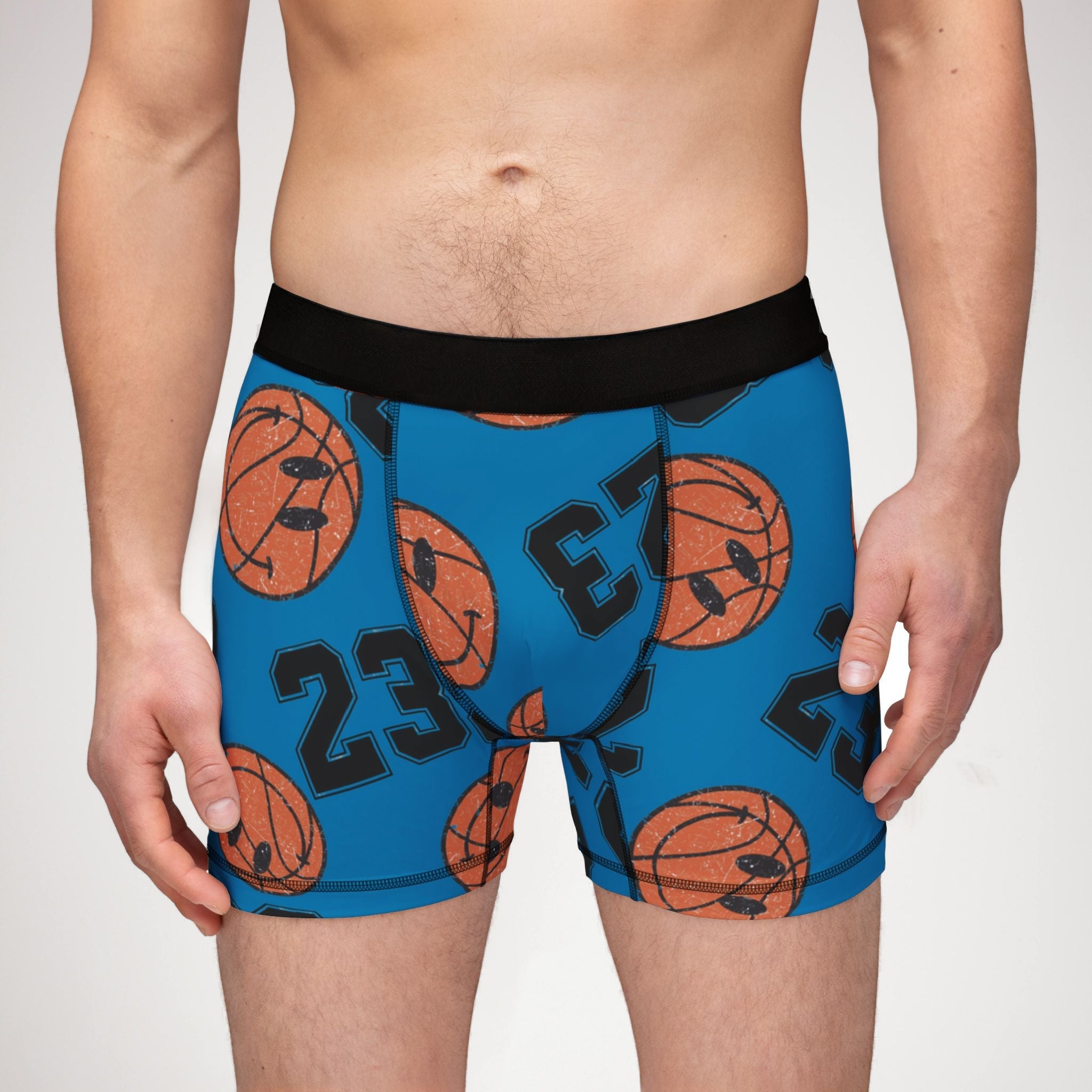 Men's boxers number   basketball cyan