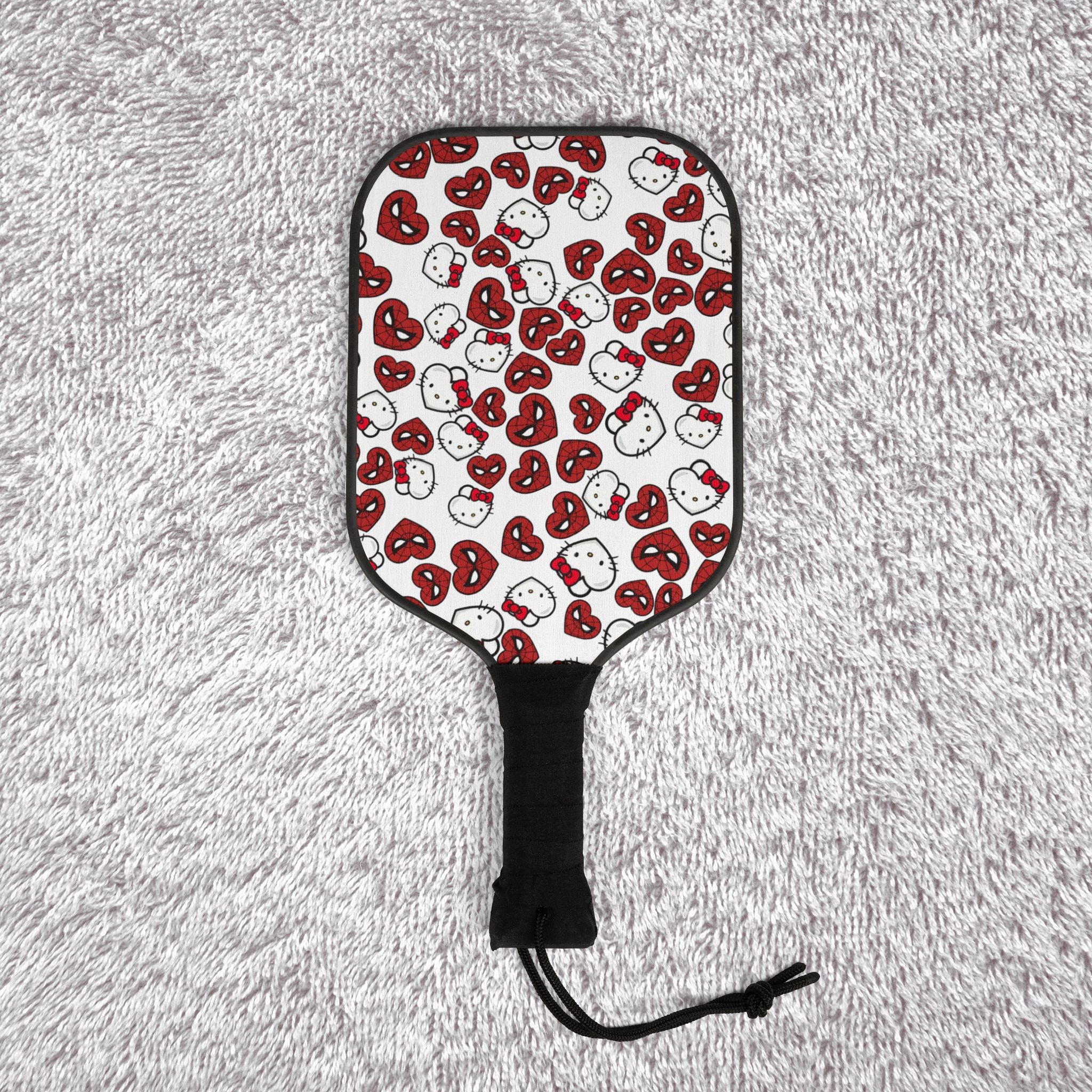 Pickleball kit (2 paddles + 2 balls + transparent bag) spider kitty double hearts white