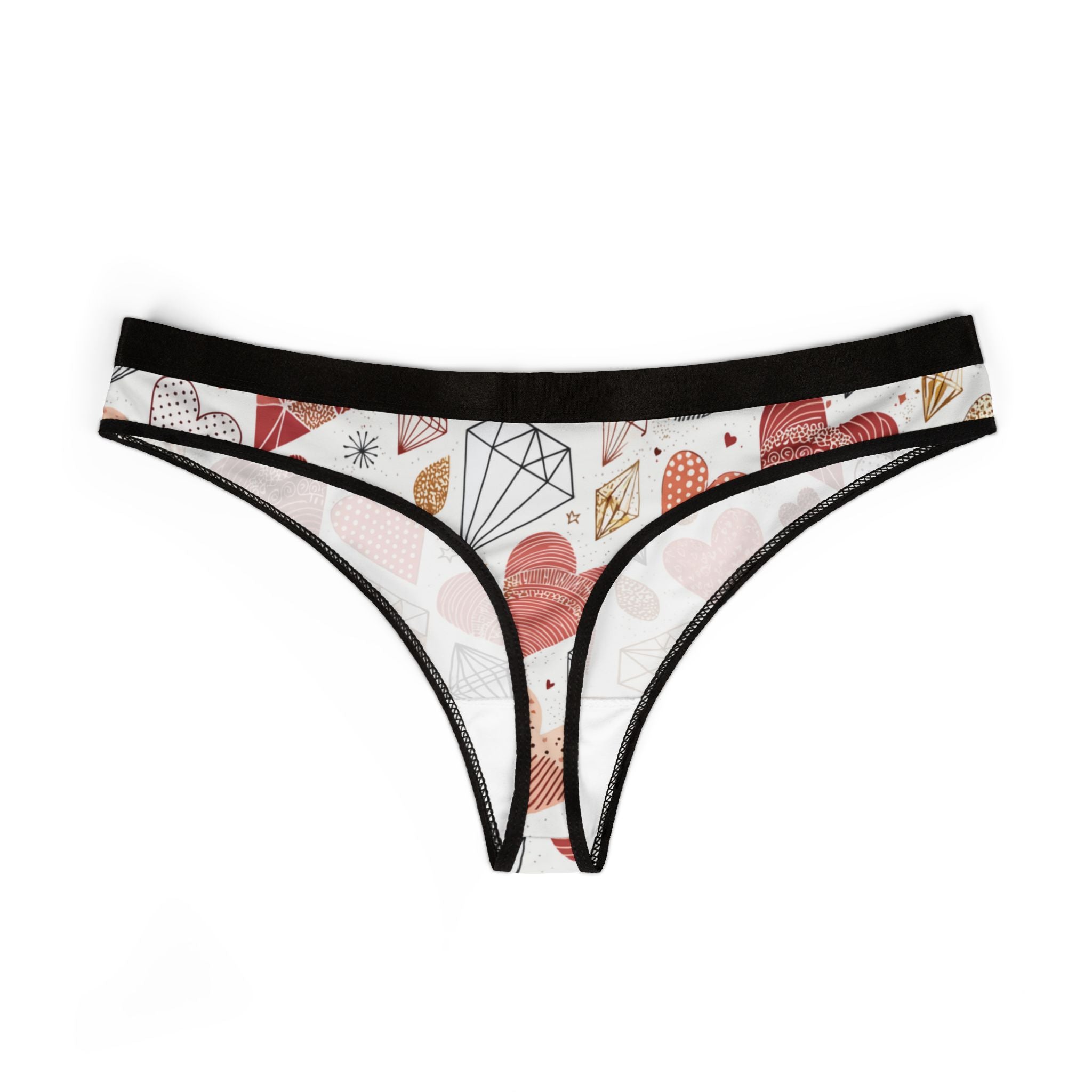 Women's thongs valentine heart retro one