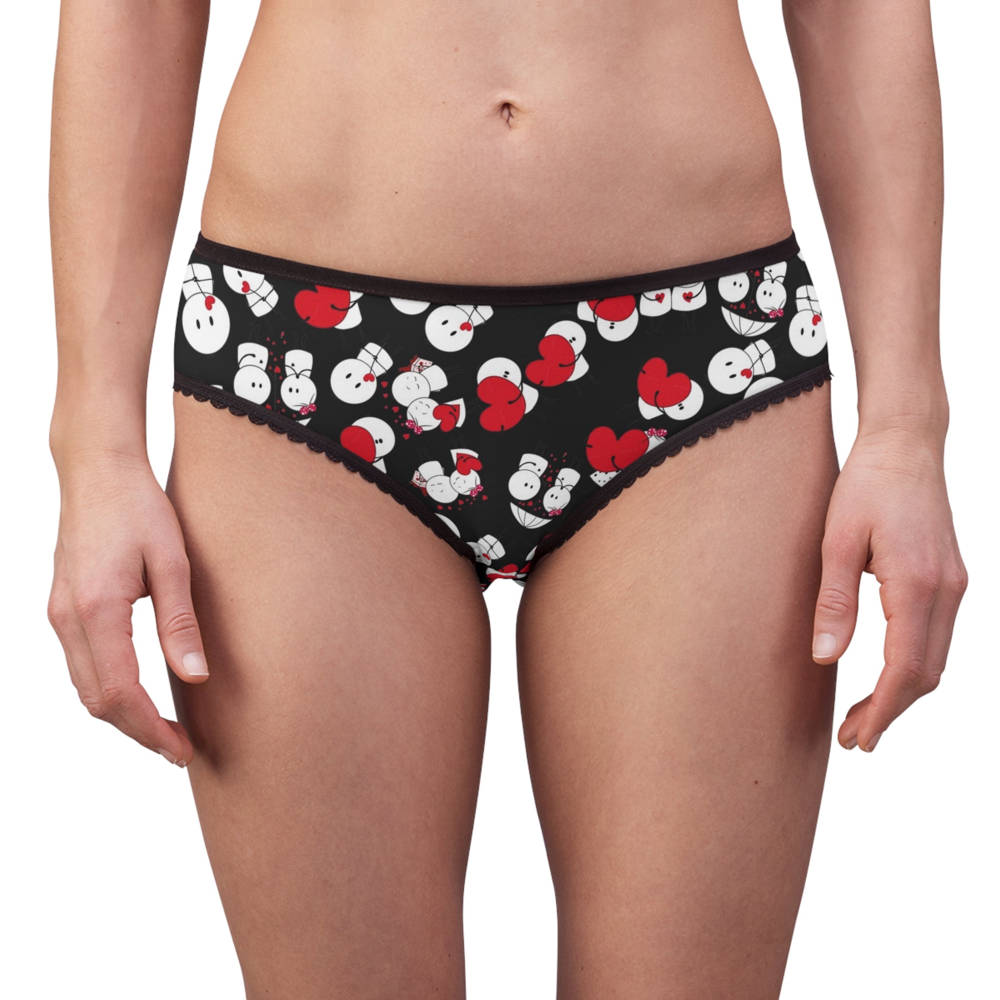 Women's briefs cute valentine love black