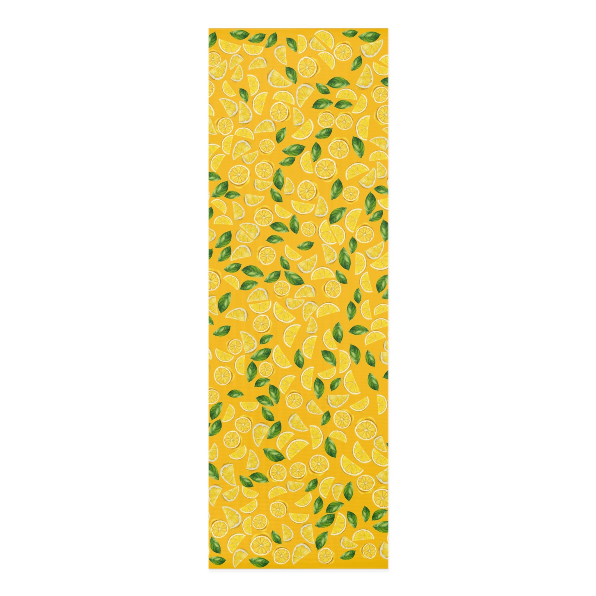 Foam yoga mat lemon and leaves yellow