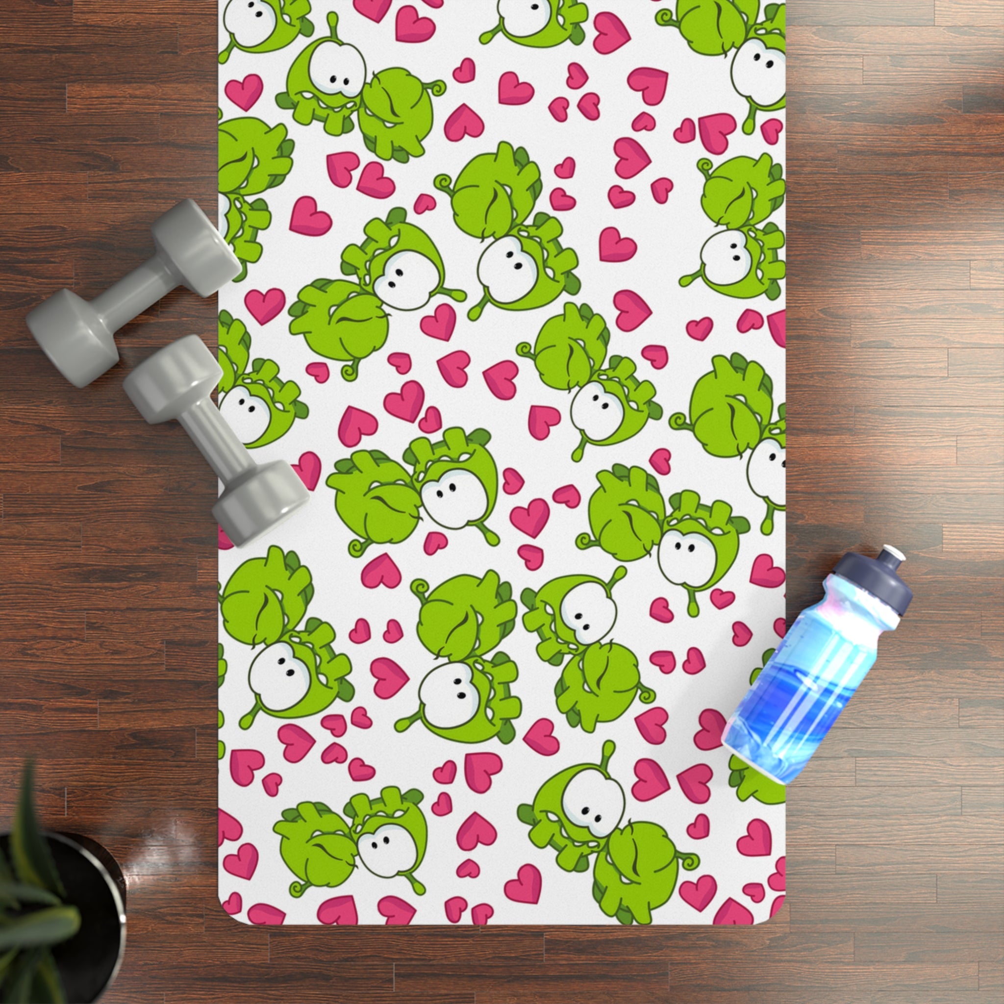 Rubber yoga mat om nom kiss valentine white