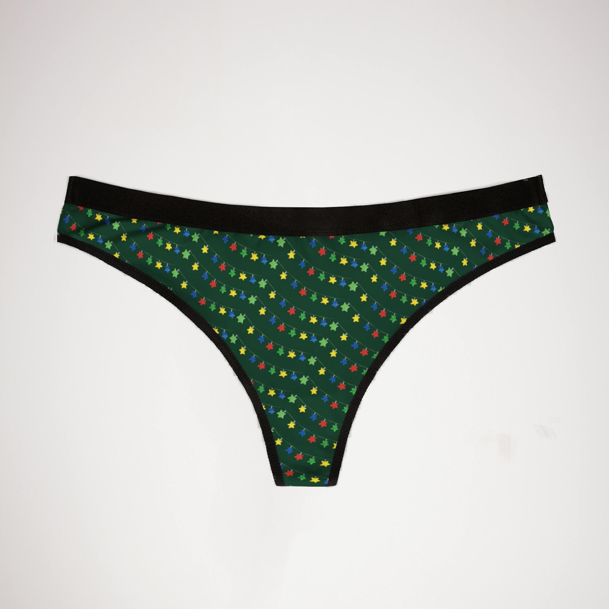 Women's thongs green christmas santa