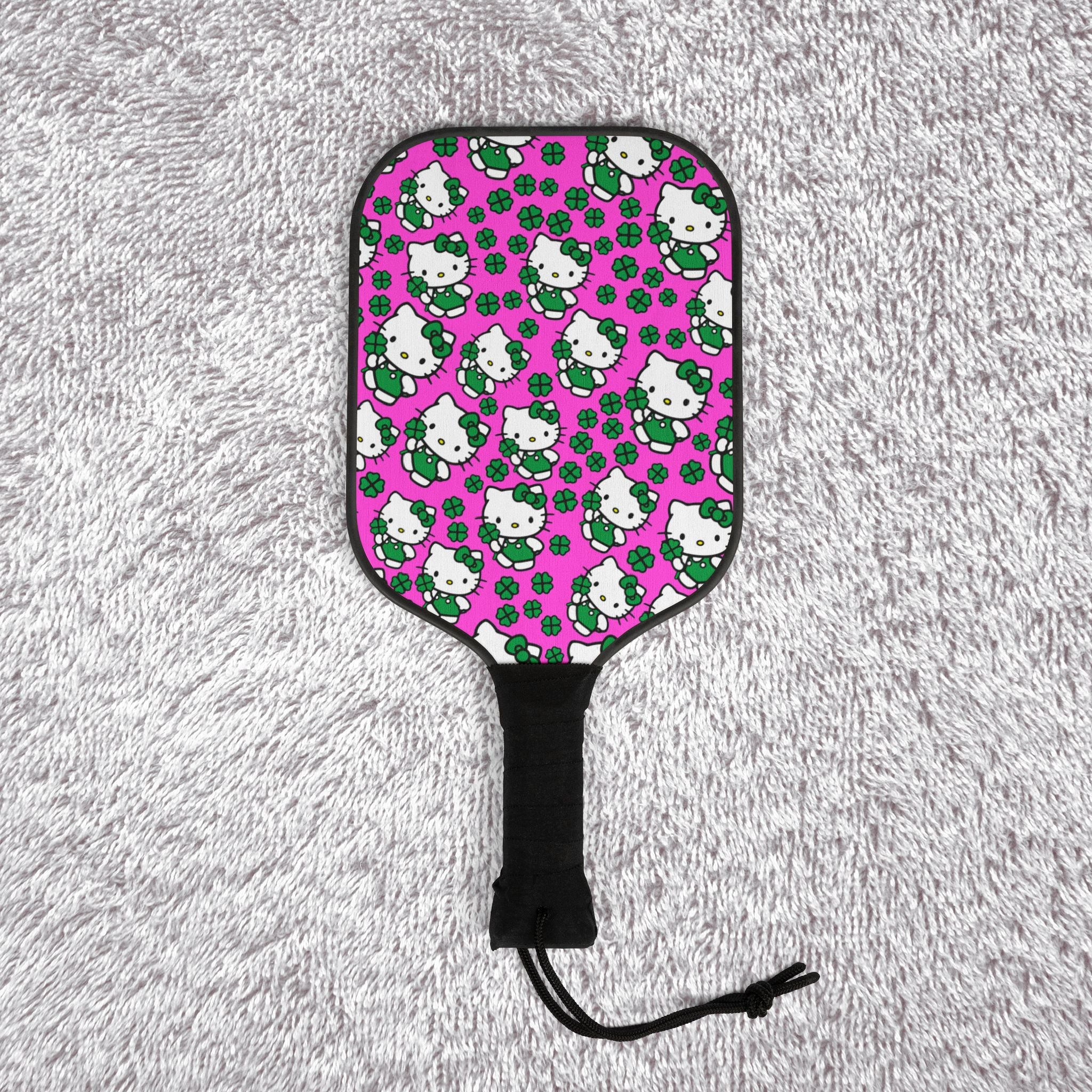 Pickleball kit (2 paddles + 2 balls + transparent bag) kitty saint patrick lucky pink